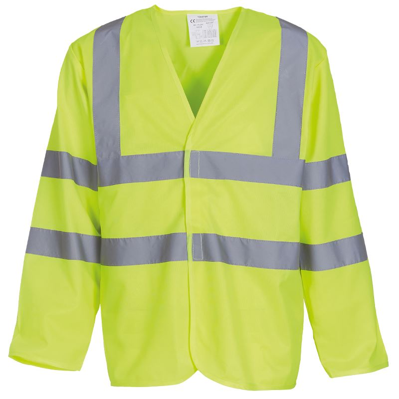 YK007 High Visibility Long Sleeve Safety Vest HVJ200 - Reflective Workwear for Construction, Road Workers & Nighttime Outdoor Activities