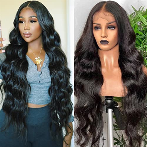 180% Density Transparent 13x4 Lace Front Wig - 18 Inch Body Wave Brazilian Virgin Human Hair Wig with HD Lace & Baby Hair for Black Women | Pre-Plucked Natural Color | Perfect for Daily Wear, Special Occasions & Protective Styling
