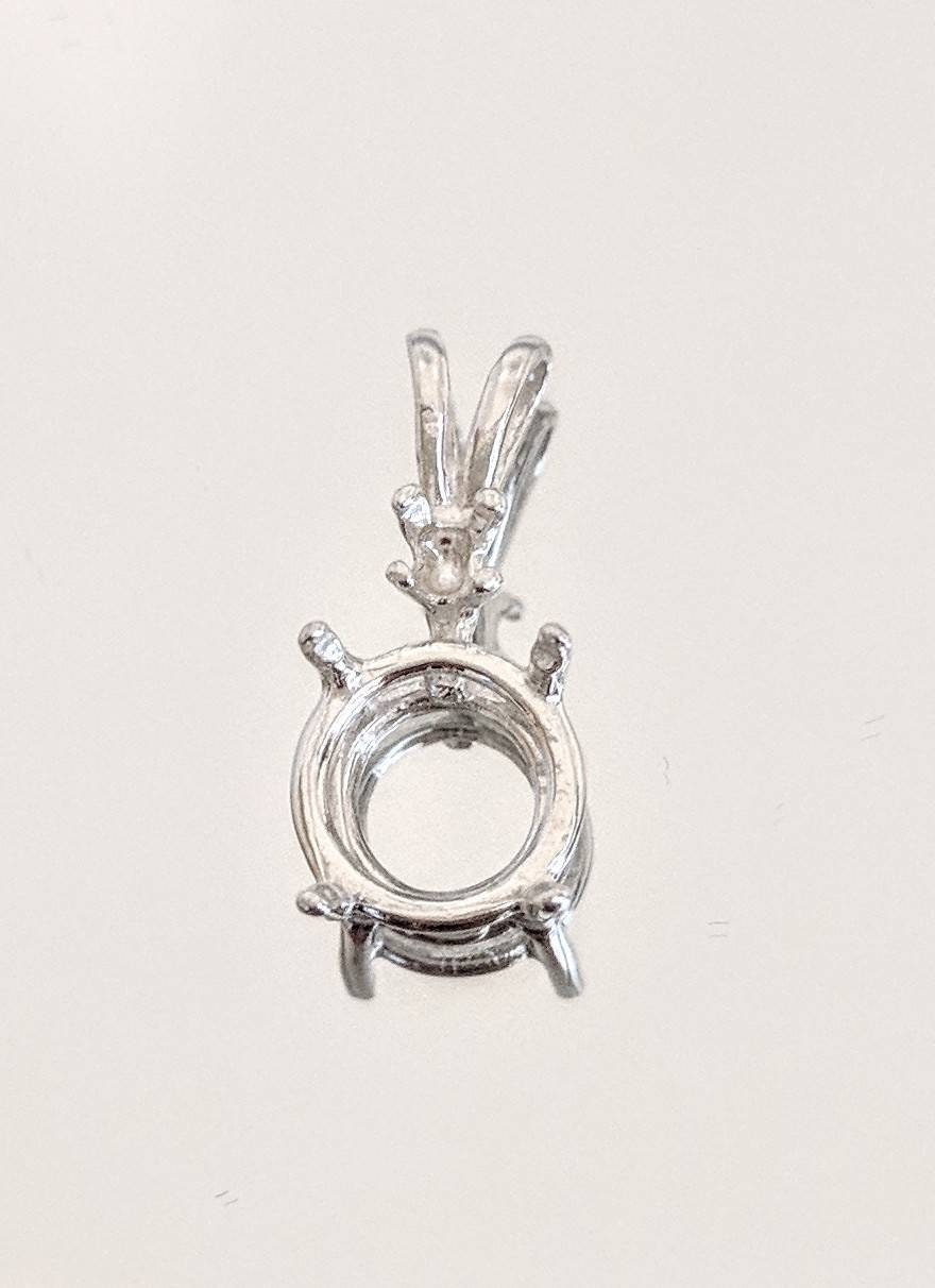 4mm & 9mm Round Wire Pendant Setting in Solid Sterling Silver or 14K White/Yellow Gold with Accent - Handcrafted in USA | Perfect for Necklace Charms, Jewelry Making & DIY Gifts