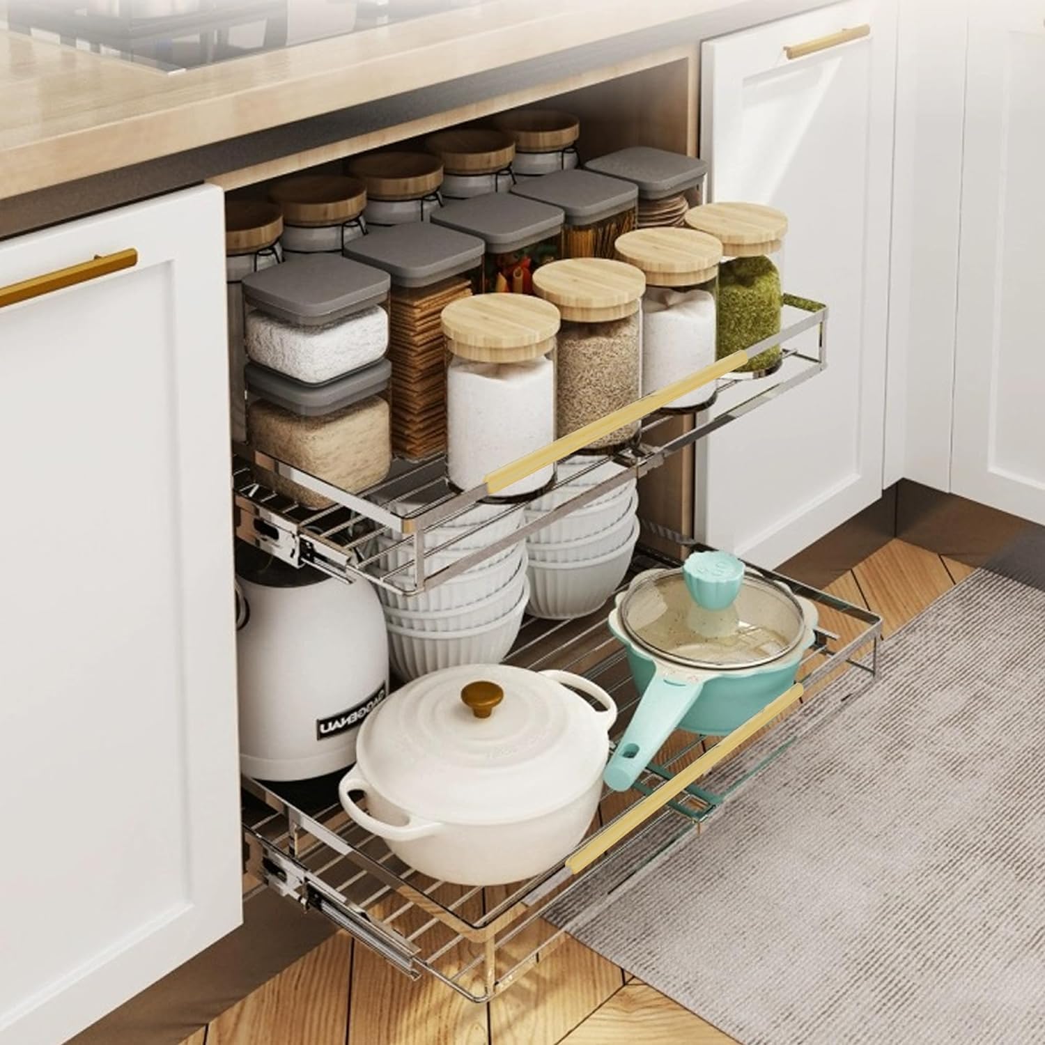 Heavy Duty Expandable Pull Out Sliding Drawers for Cabinets - 14.9-25.9