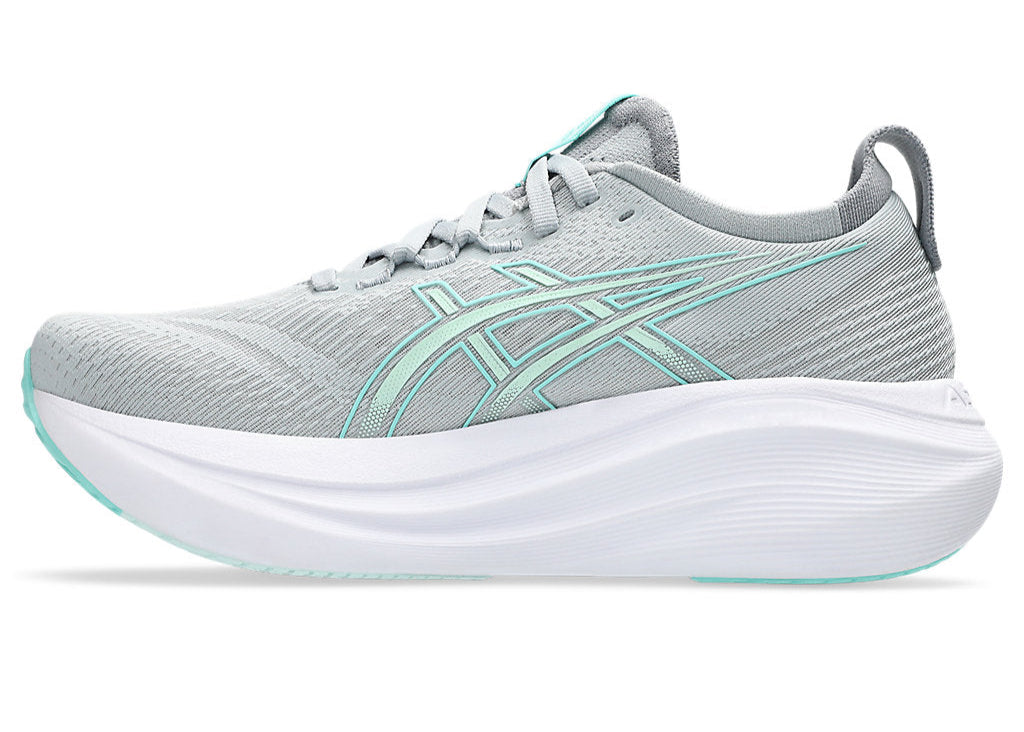 ASICS Gel-Nimbus 27 Women's Running Shoes (D Width) - Piedmont Grey/Illuminate Mint - Cushioned Road Running Shoes for Women - Perfect for Marathon Training & Daily Jogging