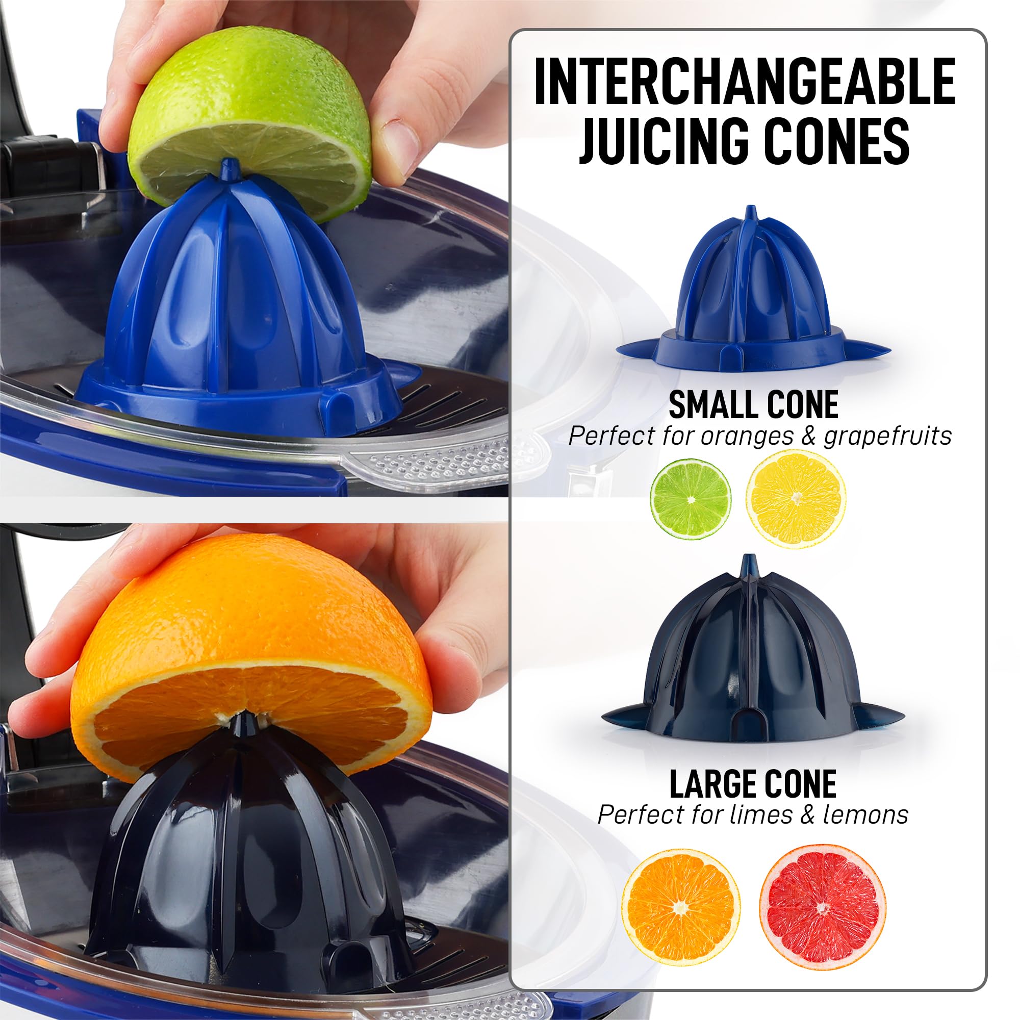 Zulay Premium Electric Citrus Juicer - 160W Powerful & Quiet Stainless Steel Orange/Lemon/Grapefruit/Lime Juice Extractor with Interchangeable Cones & Pulp Filter - Dishwasher Safe - Perfect for Breakfast, Cocktails & Healthy Juicing at Home
