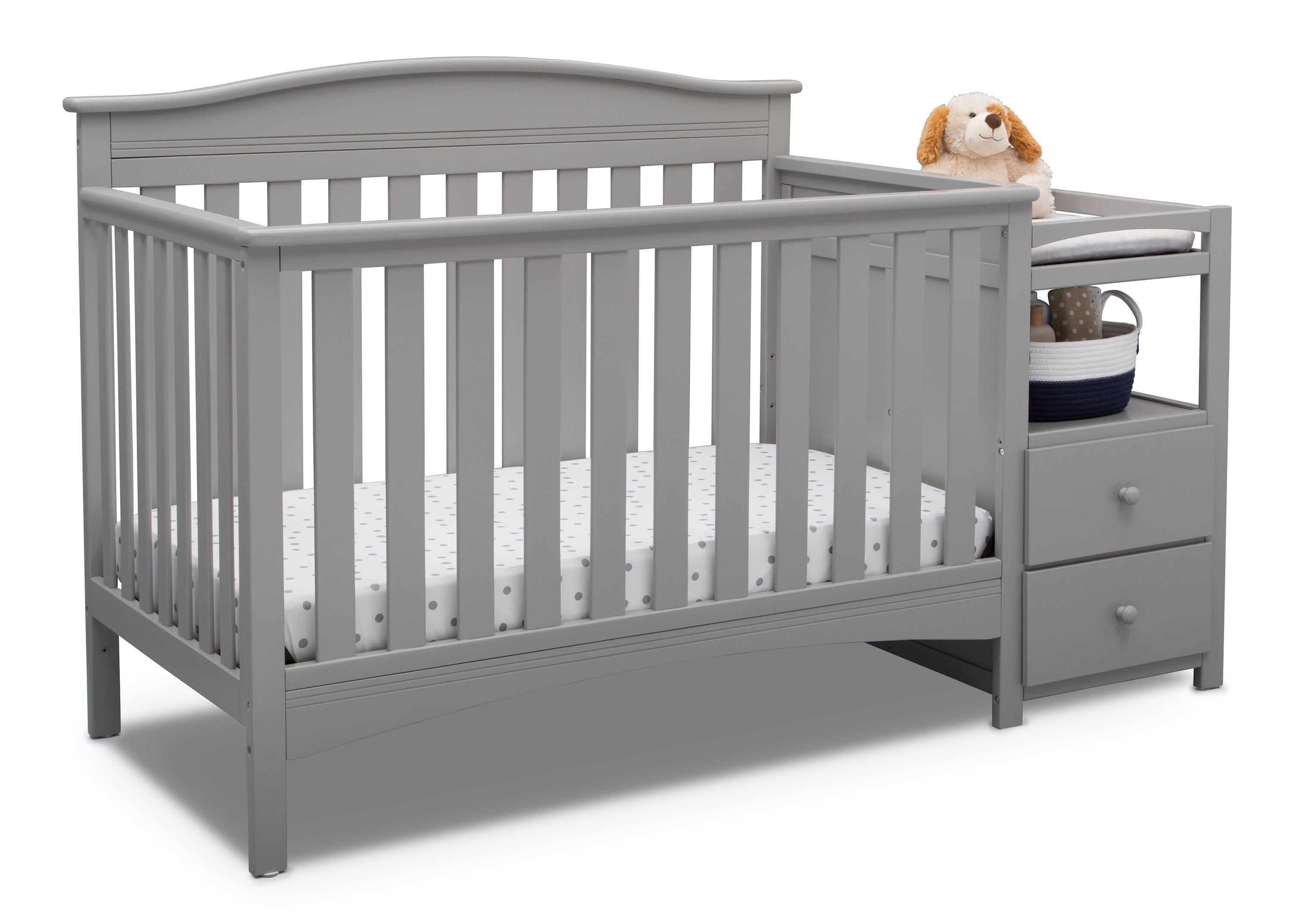 Birkley 3-in-1 Convertible Baby Crib with Changer - White Nursery Furniture for Newborn to Toddler - Perfect for Small Spaces & Modern Nurseries