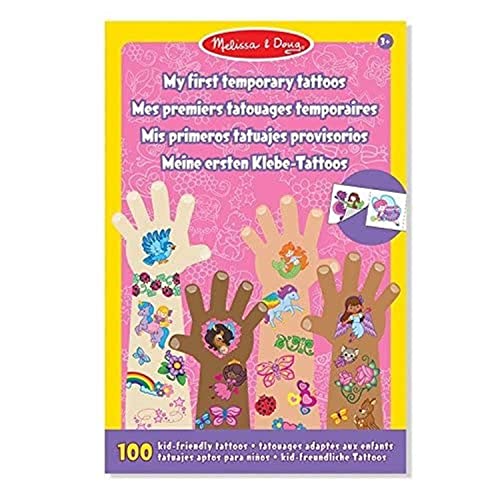 Melissa & Doug My First Temporary Tattoos for Kids - Pink Activity & Sticker Pad for Creative Play, Birthday Parties & Dress-Up Fun