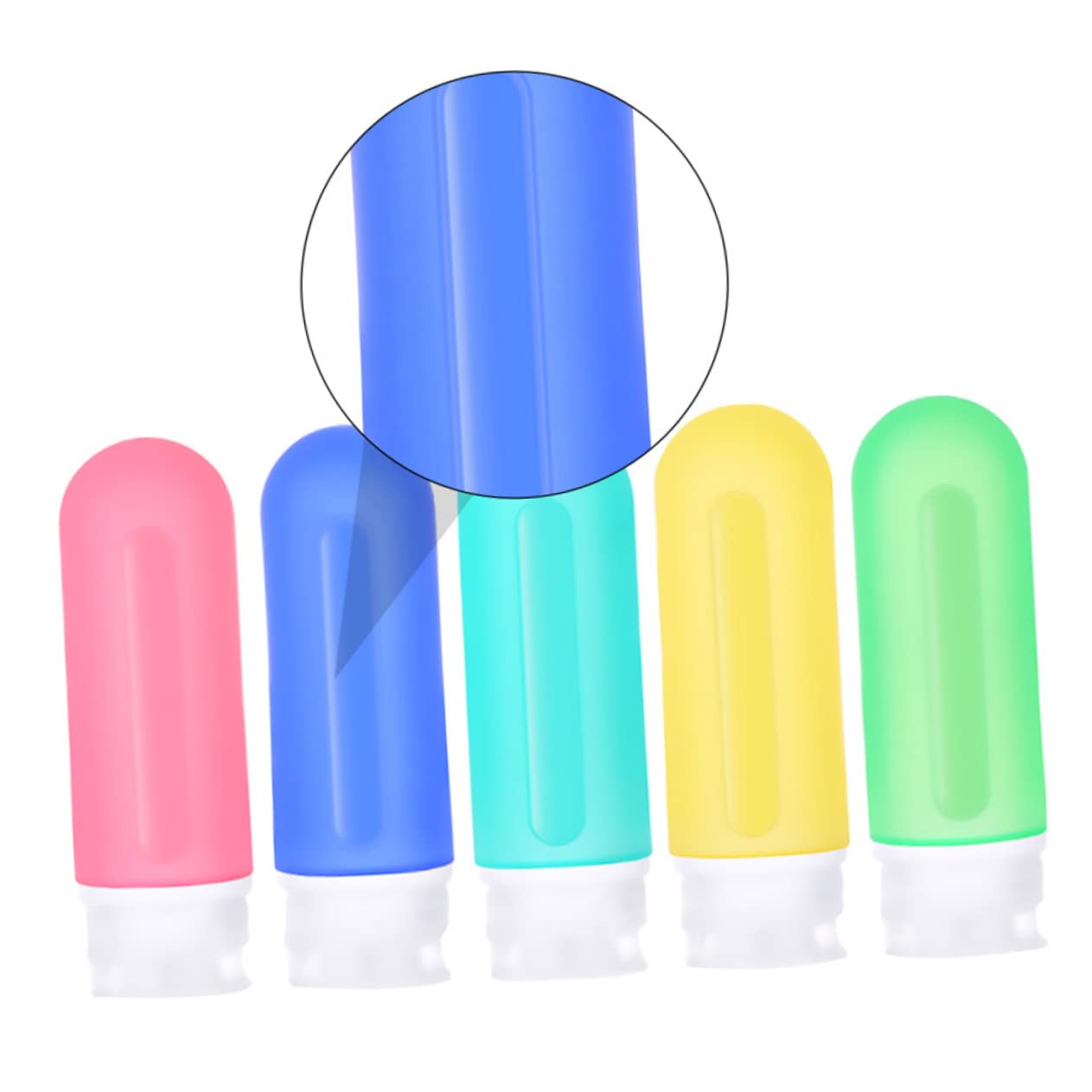 Healeved 5-Piece Refillable Silicone Travel Bottles Set - Leak Proof Squeezable Liquid Containers for Shampoo, Conditioner & Toiletries | Perfect for Air Travel, Gym, Camping & Vacation Essentials