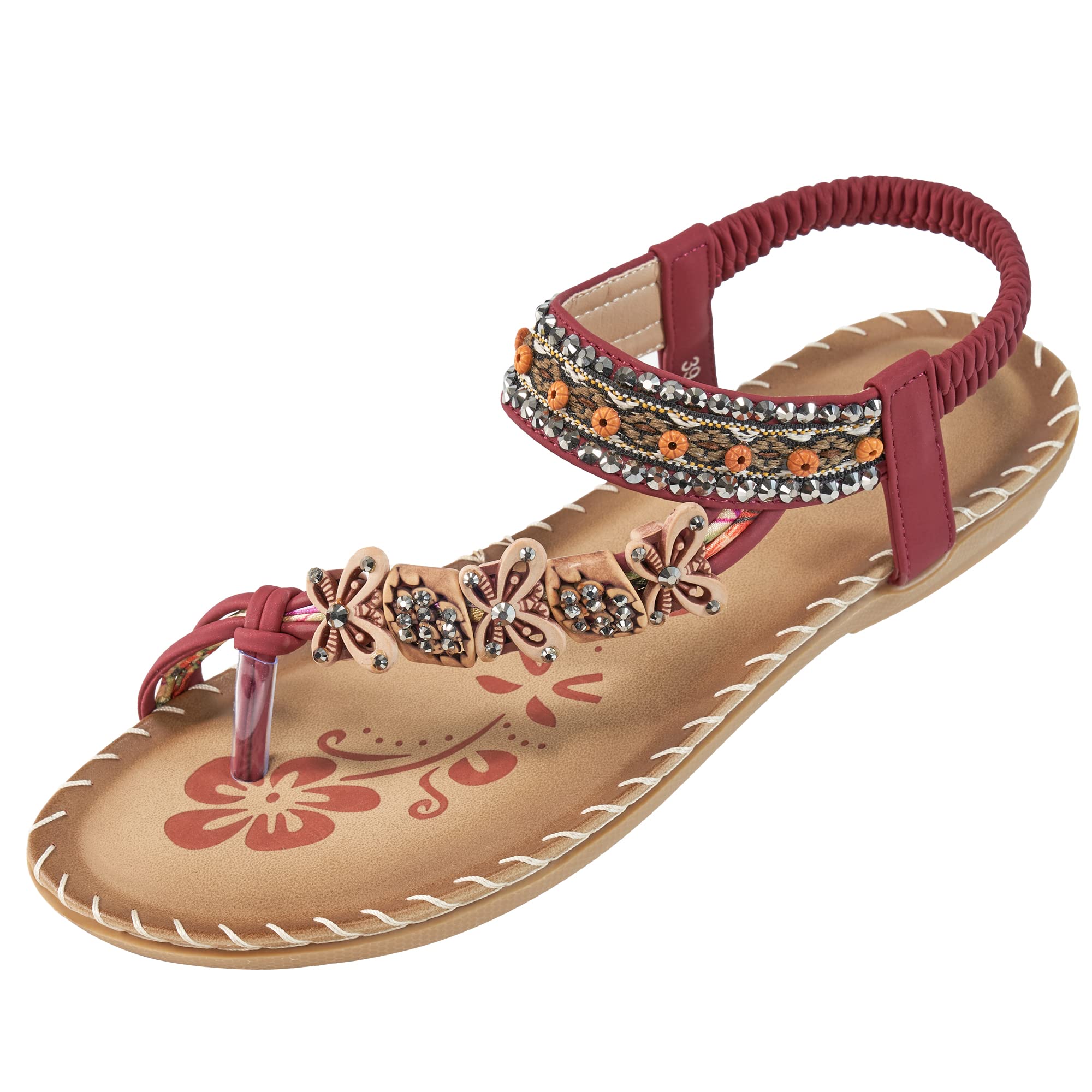 Ablanczoom Women's Comfortable Slip-On Flat Sandals - Casual Summer Bohemian Beach Shoes with Ankle Elastic for Walking, Travel & Outdoor Activities