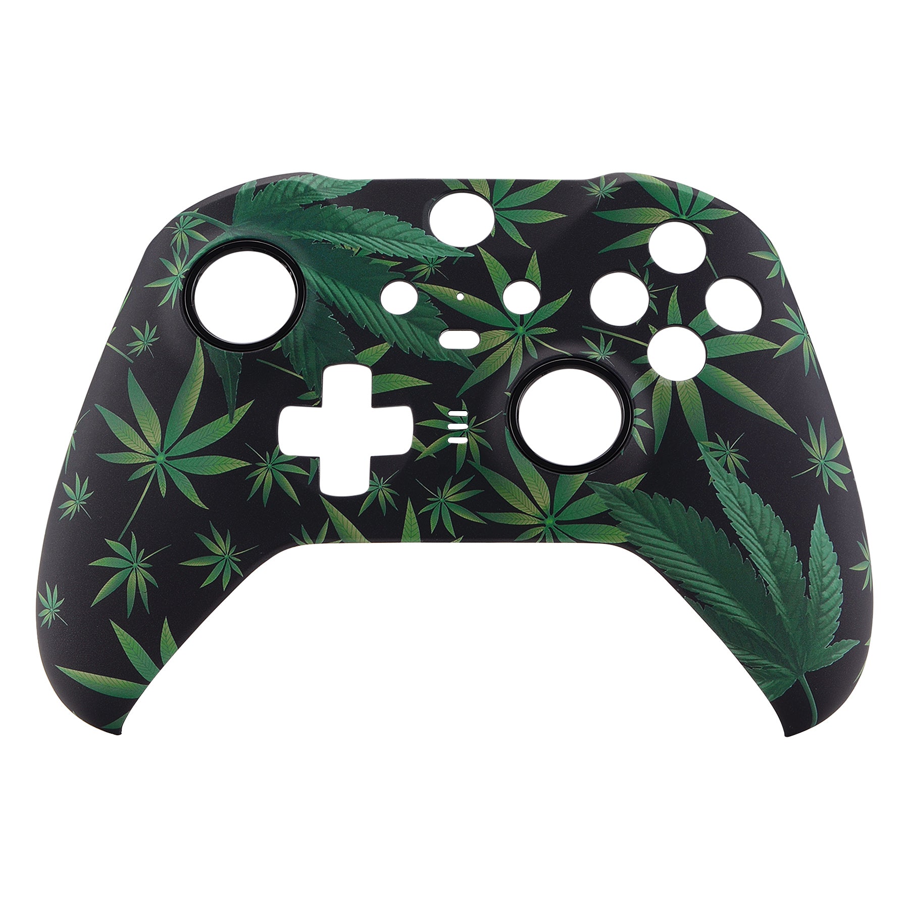 eXtremeRate Green Weeds Patterned Faceplate Cover - Soft Touch Front Housing Shell Replacement for Xbox One Elite Series 2 Controller (Model 1797 & Core) with Thumbstick Accent Rings - Perfect for Gaming, Customization & Controller Protection