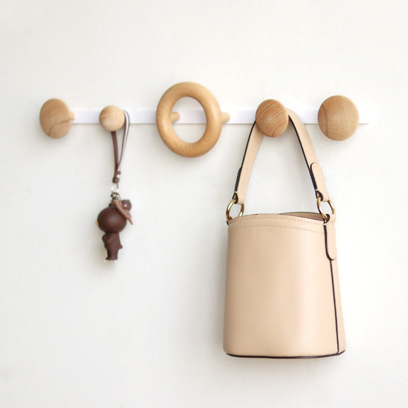 Rustic Pin Dot Wooden Wall Hooks - Natural Wood Coat Hooks for Hanging Coats, Hats, Bags & Decor - Perfect for Entryway, Bedroom, Bathroom & Farmhouse Style Homes