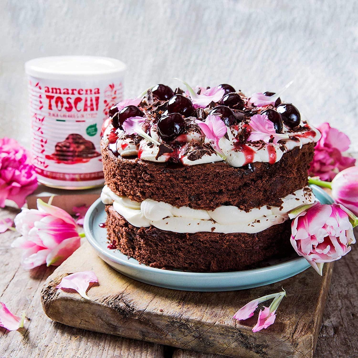 Premium TOSCHI Amarena Candied Sour Black Cherries in Rich Syrup - 1kg Jar | Perfect for Desserts, Cocktails & Gourmet Recipes