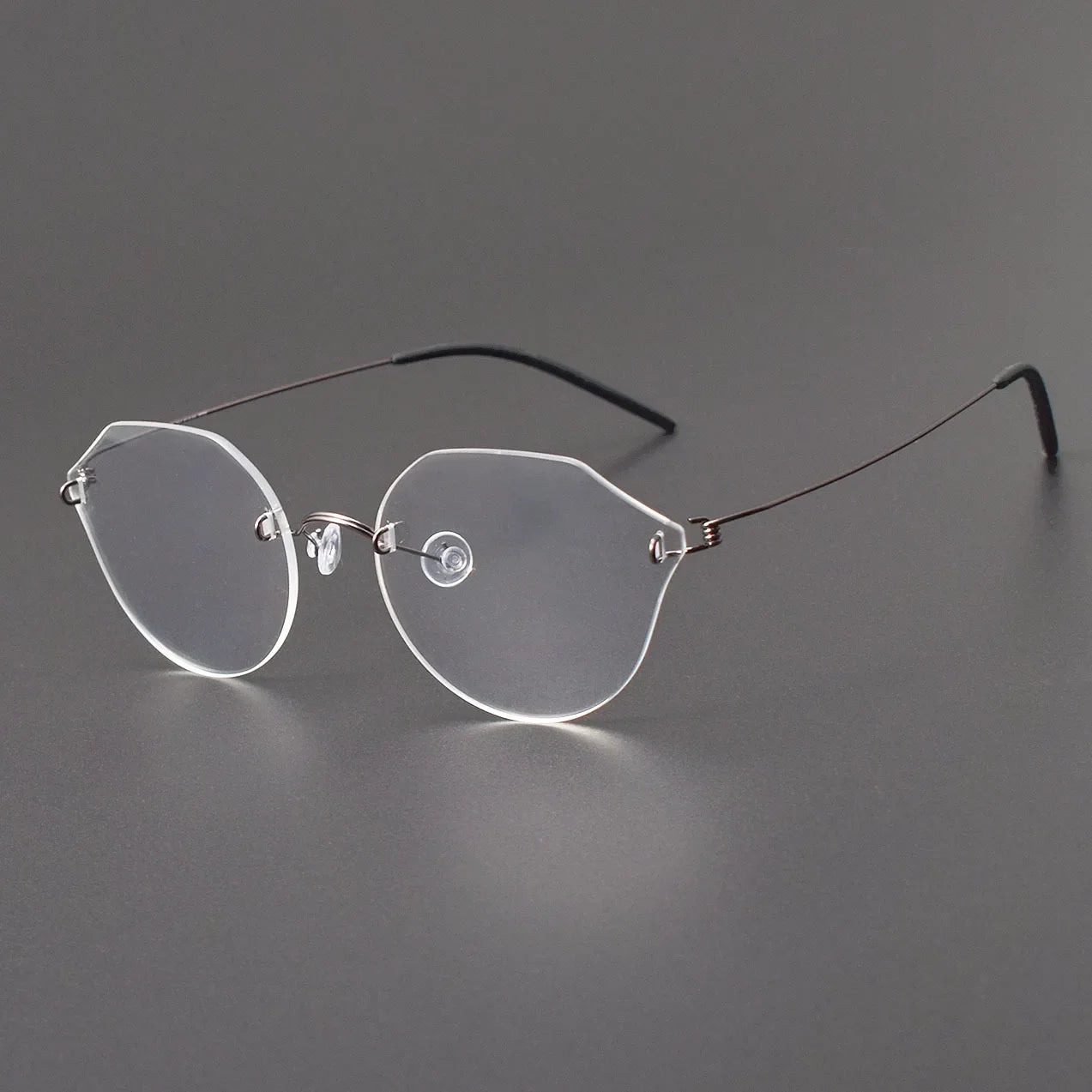 Aror Women's Rimless Flat Top Round Cat Eye Titanium Eyeglasses Frame 2375 - Lightweight & Durable for Reading, Work, and Fashion Accessories