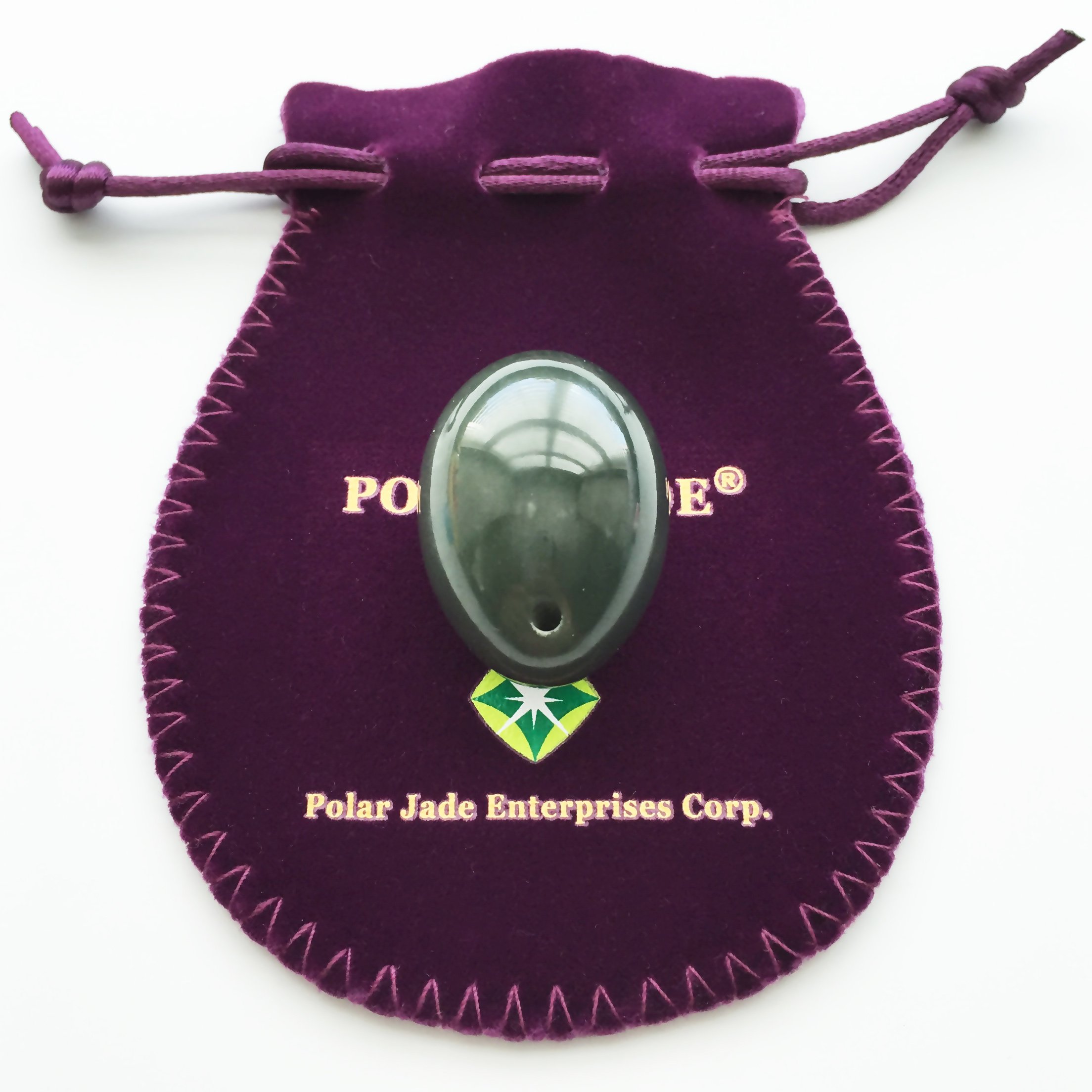 Authentic Nephrite Jade Egg - 35x25mm Drilled Yoni Egg for Pelvic Floor Exercise & Intimate Wellness by Polar Jade - Perfect for Yoga, Meditation & Holistic Healing
