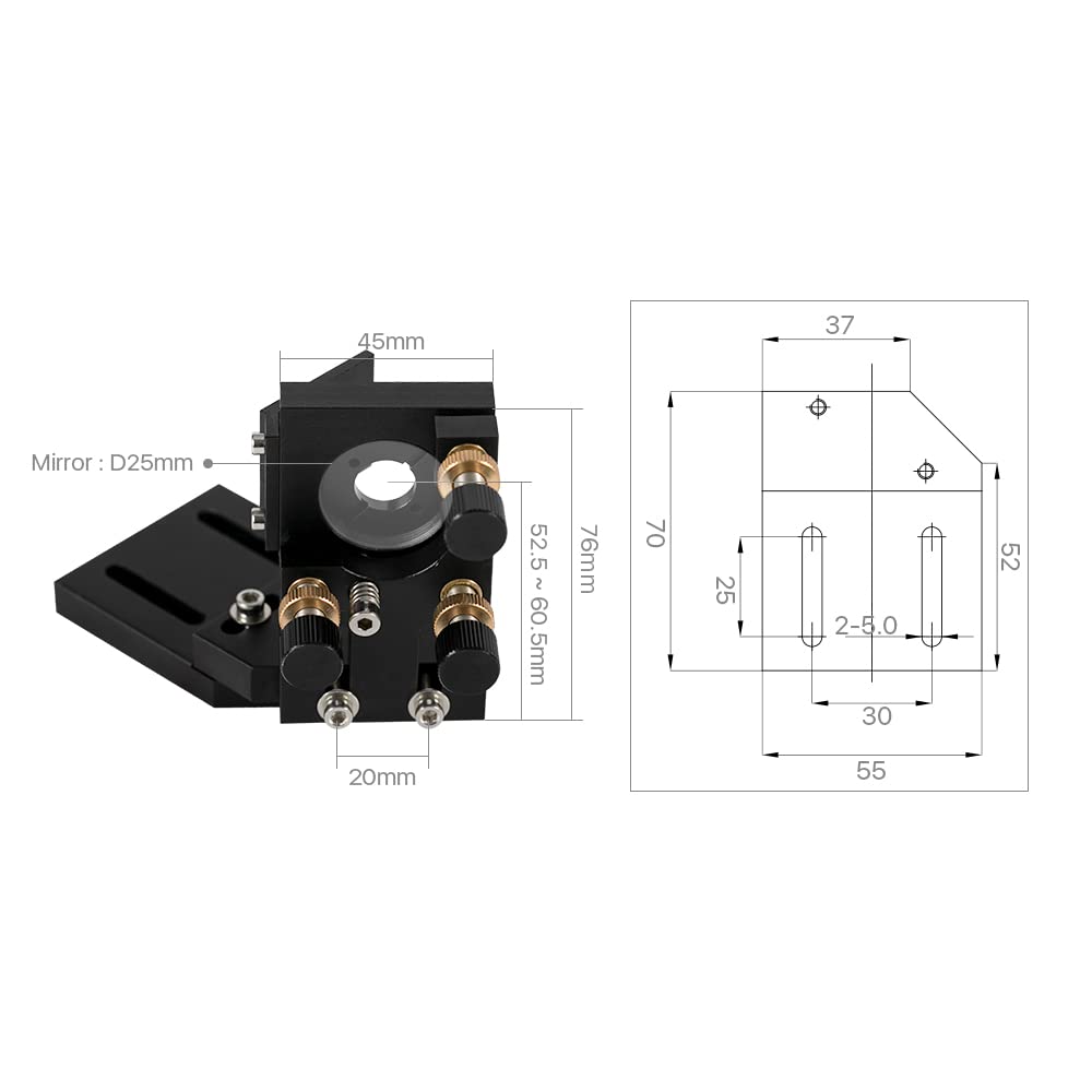 Cloudray C Series Laser Head Set with 1 PCS USA CVD Focus Lens (D20mm FL50.8mm) & 3 PCS Silicon Mirrors (D25mm) - Complete Set A for Laser Engraving, Cutting, and DIY Projects