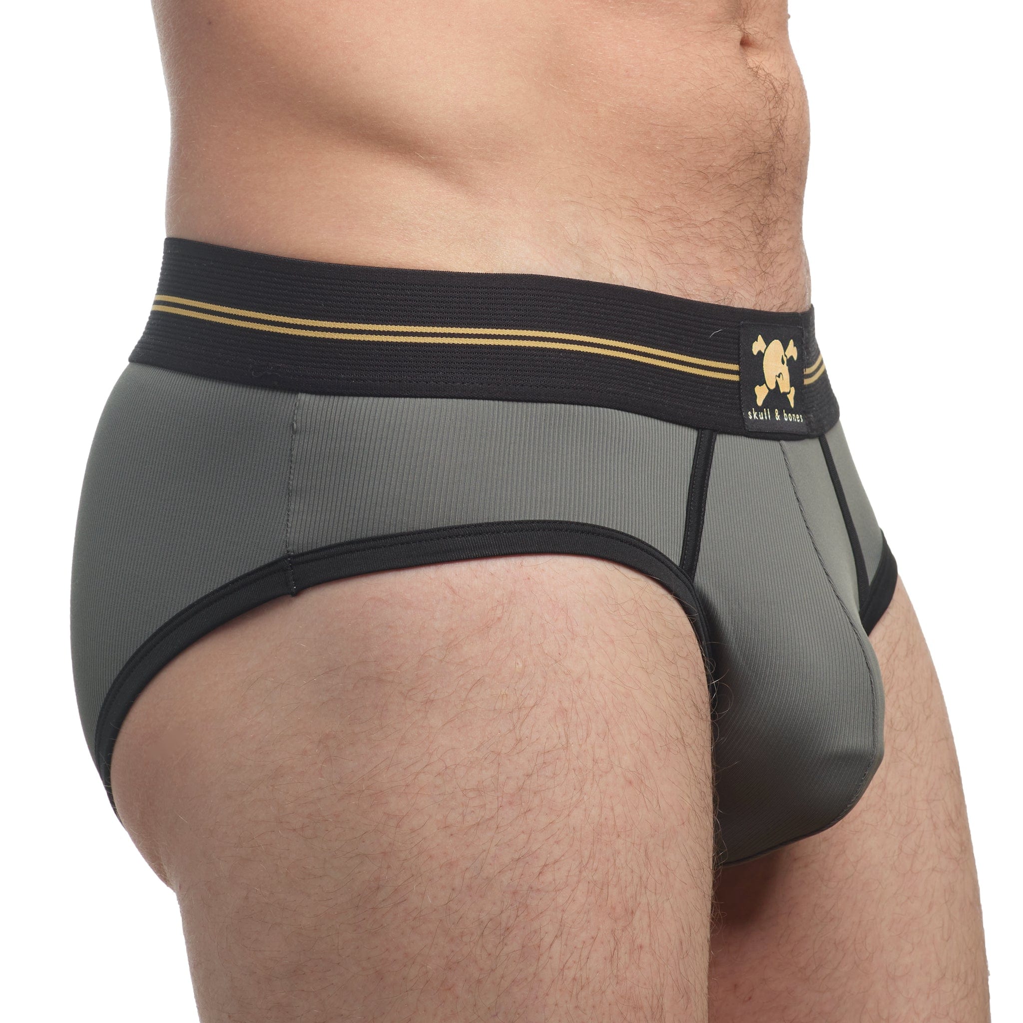 High-Performance Rib Briefs for Men - Soft & Breathable Grey Underwear - Perfect for Workouts, Running & Everyday Comfort