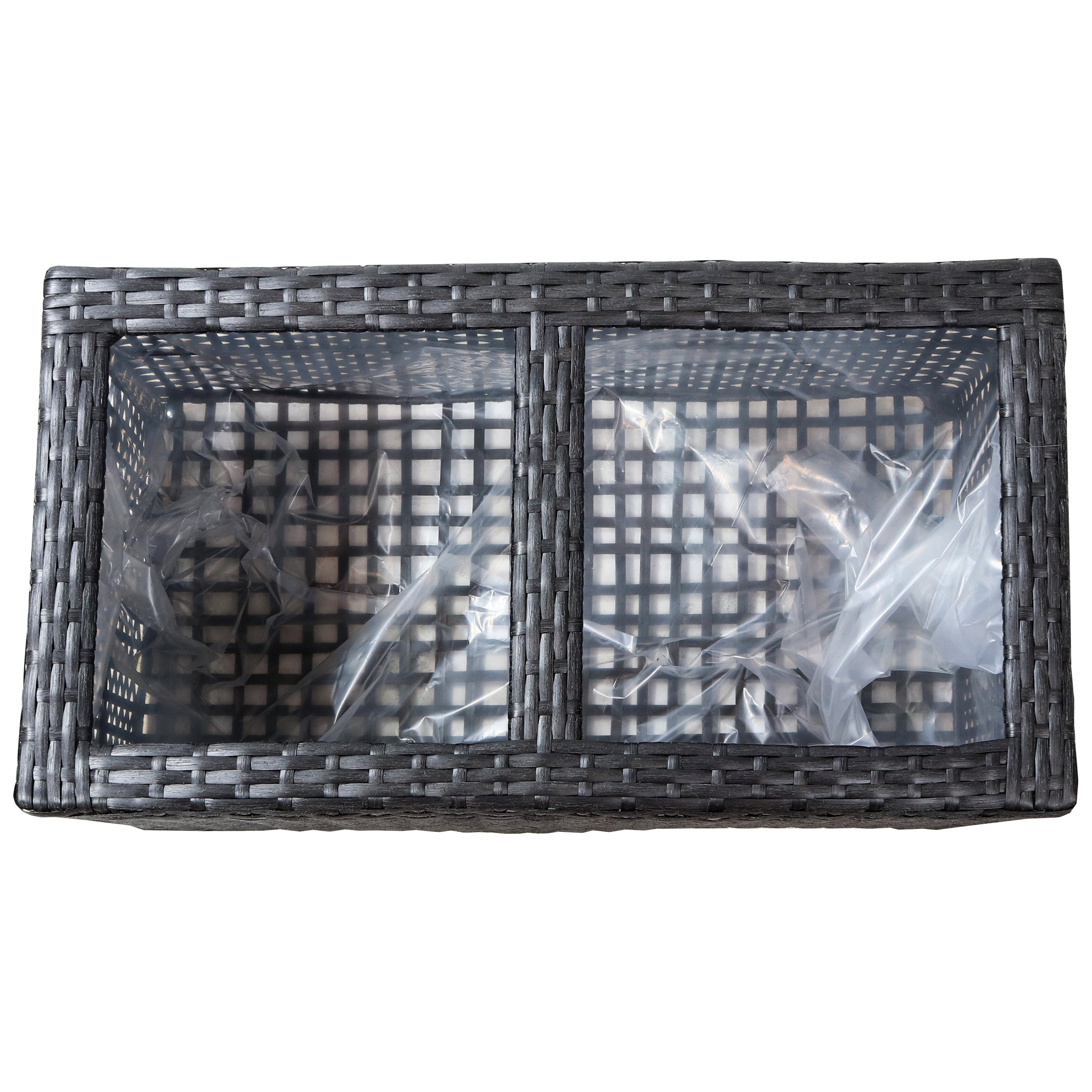 Sunnydaze 2-Piece Set of Modern Rectangle Indoor Planters - Durable Polyrattan Material for Home, Office & Garden Decor - Perfect for Living Room, Patio or Balcony Plants