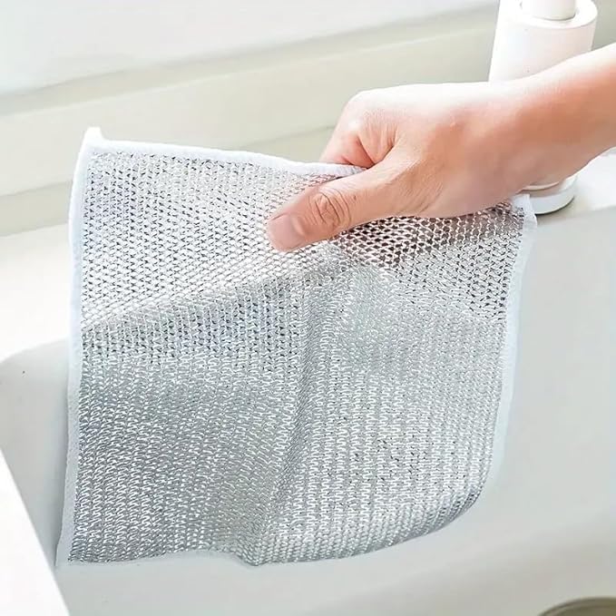 Kruvad 12-Pack Multipurpose Wire Dishwashing Rags - Wet & Dry Scrubber Cleaning Cloths for Kitchen Counters, Stove, Non-Scratch Dishwashing - Perfect for Cleaning Tight Gaps & Hard-to-Reach Areas
