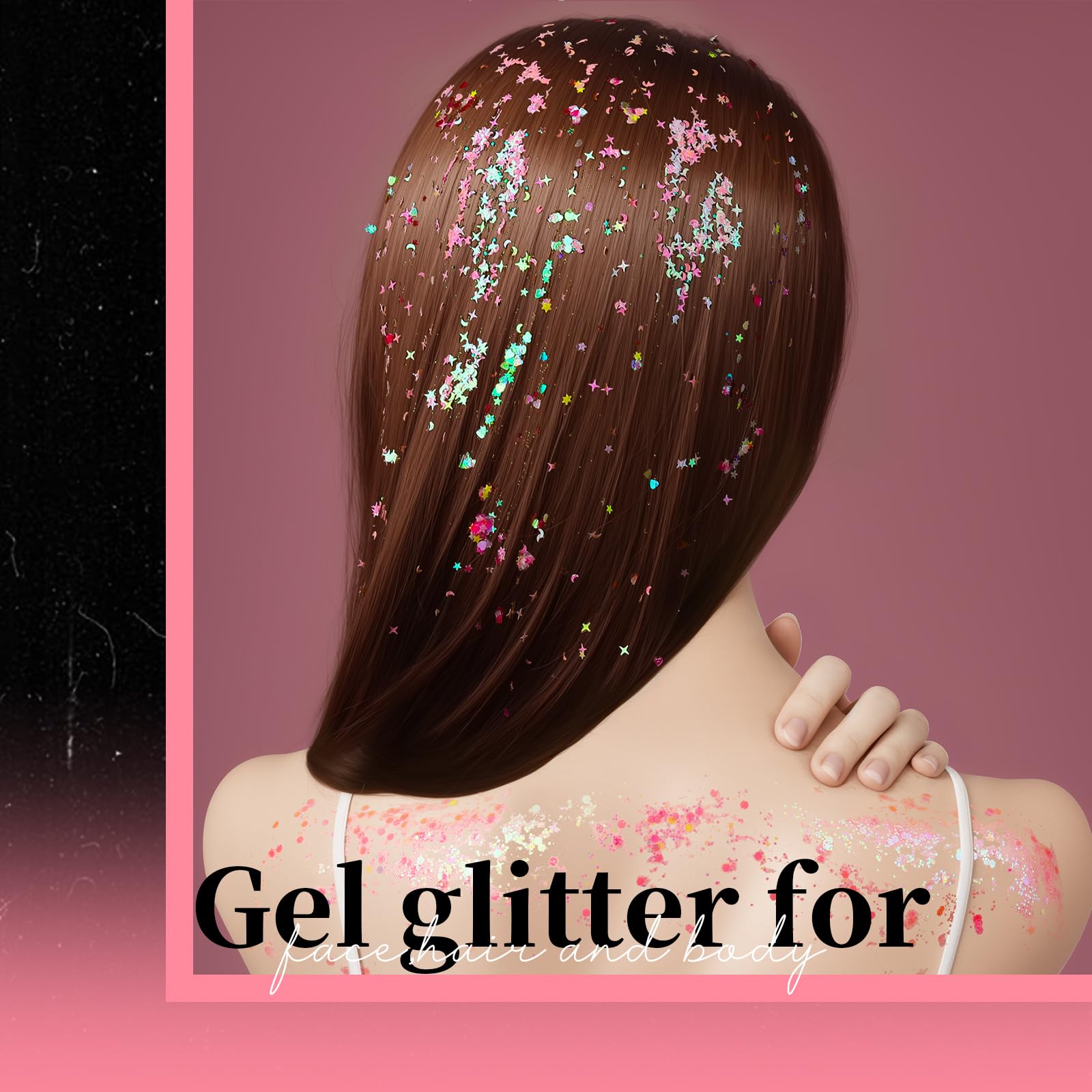 Teenitor Pink Holographic Face & Body Glitter Gel - Shimmer Makeup for Festivals, Parties, Cheerleading, Halloween & Cosplay - Safe for Hair & Skin