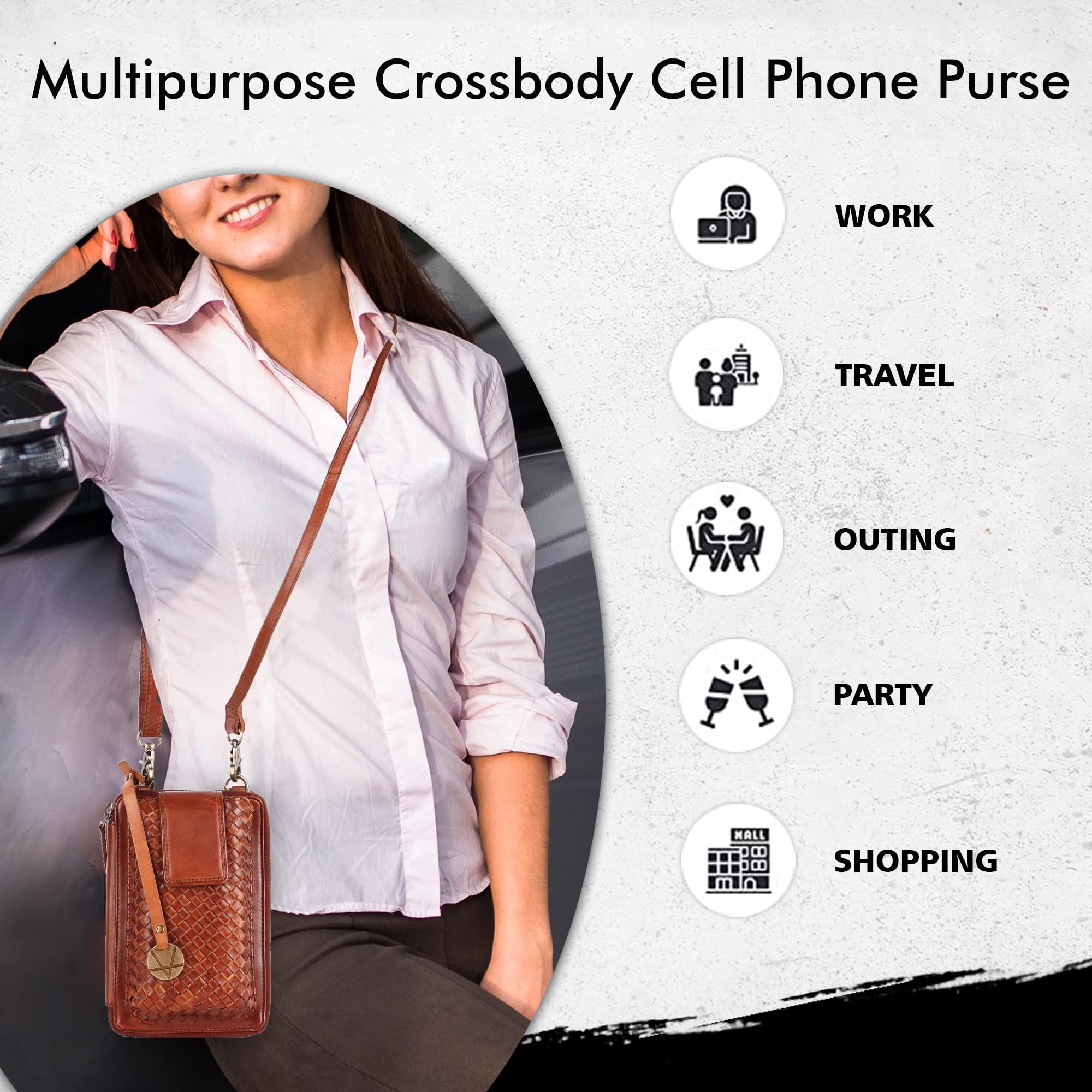 Genuine Leather Crossbody Bag for Women - Stylish Phone Purse for Daily Use