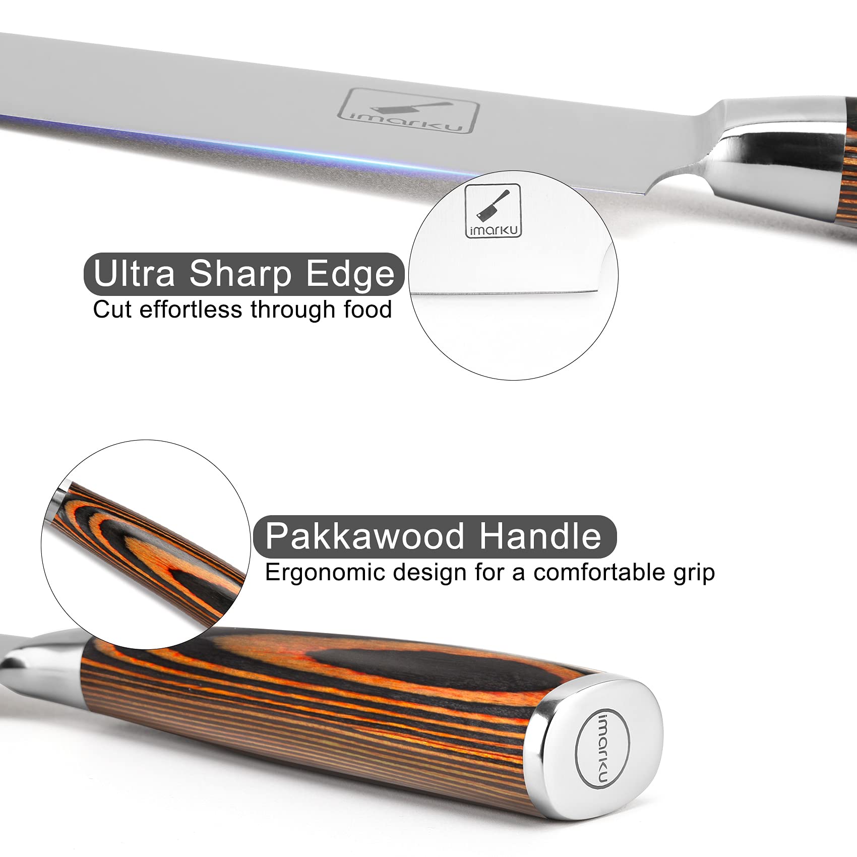 **Imarku 8 Inch Japanese Chef Knife - Professional Kitchen Knife with SUS440A Stainless Steel Blade, Ergonomic Orange Handle - Perfect for Slicing, Dicing & Chopping - Ideal Gift for Home Cooks & Culinary Enthusiasts**