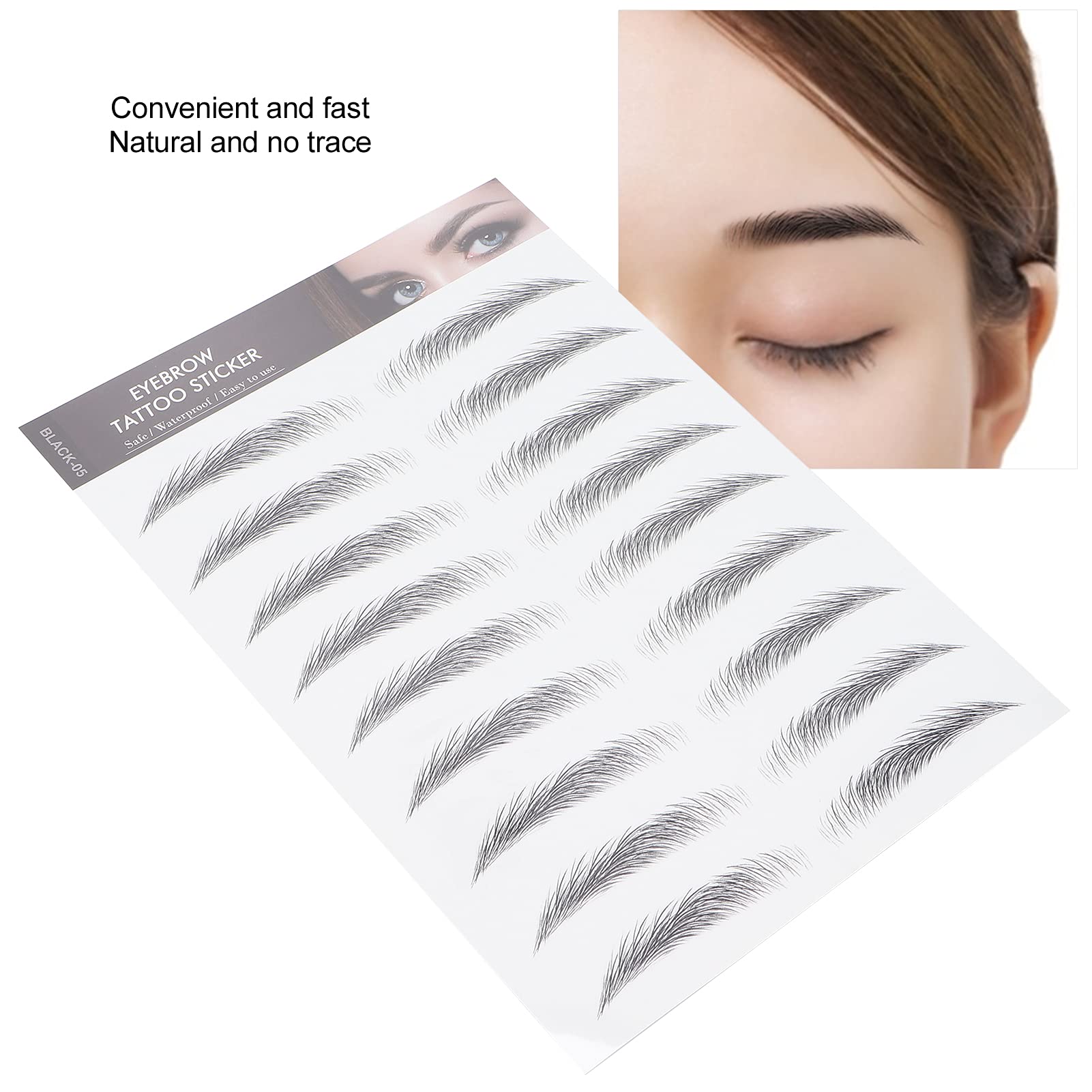 Long Lasting Eyebrow Tattoo Stickers - Waterproof & Smudge-Proof Temporary Eyebrow Transfers for Women (Black-05) | Perfect for Daily Makeup, Cosplay, and Special Occasions
