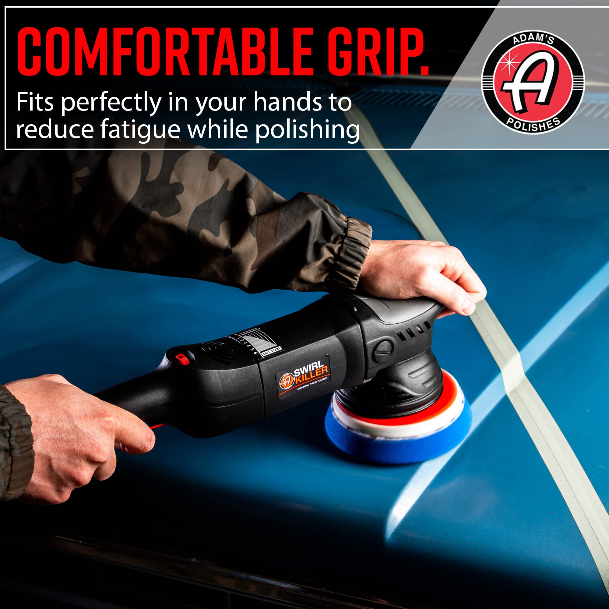 Adam's Polishes Swirl Killer 15mm Dual Action Car Polisher & Buffer Machine - Perfect for Car Polish, Polishing Compound & Scratch Remover | Ideal for Detailing, Car Wash, Clay Bar & Ceramic Coating | Professional-Grade Auto Paint Correction & Shine Restoration