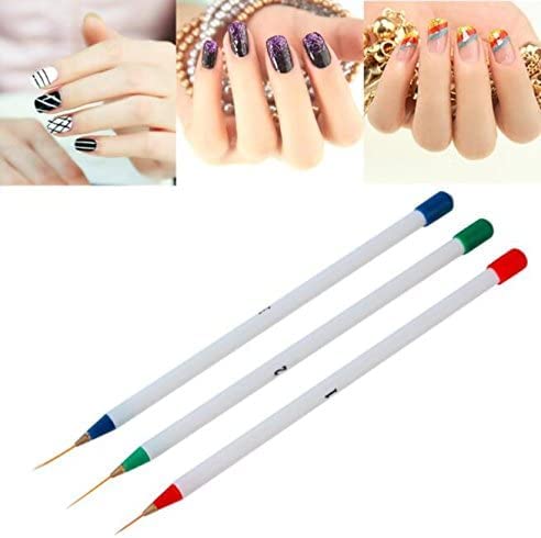 ALVRIO 3-Piece Fine Drawing Striping Liner Nail Art Pen Brush Set - Professional Salon & DIY Gel UV Manicure Tools with Multicolor Tips (Perfect for Nail Design, French Tips & Creative Nail Art)