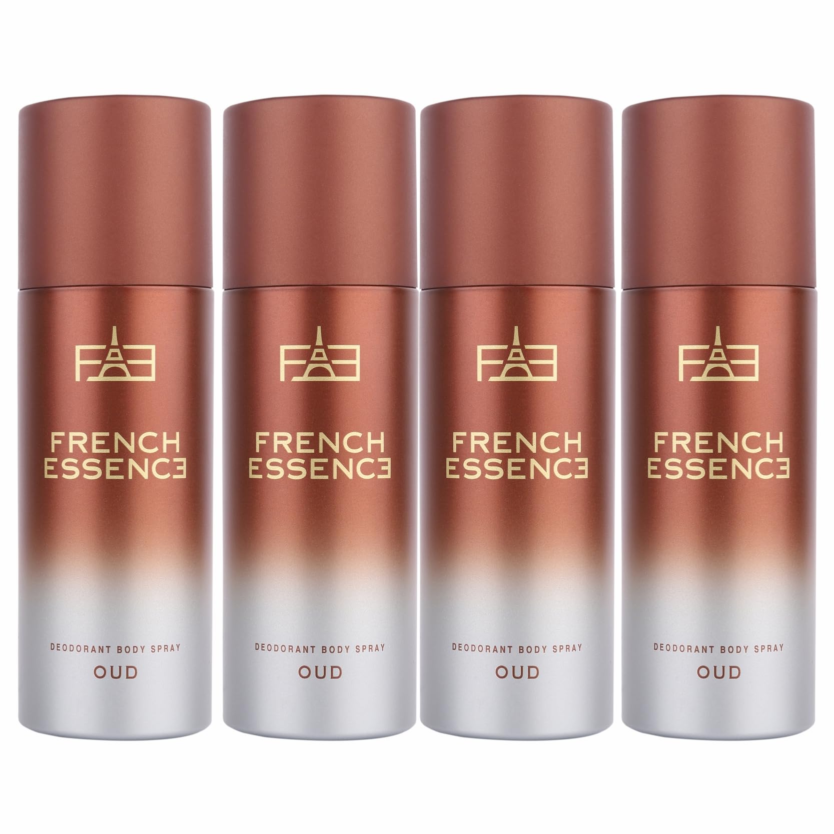 FRENCH ESSENCE Long Lasting Men's Deodorant Spray - Fresh Oud Scent, 50ml (Pack of 4) | Body Spray for Men, Perfume Deodorant | Gym, Office, Date Night & Daily Use