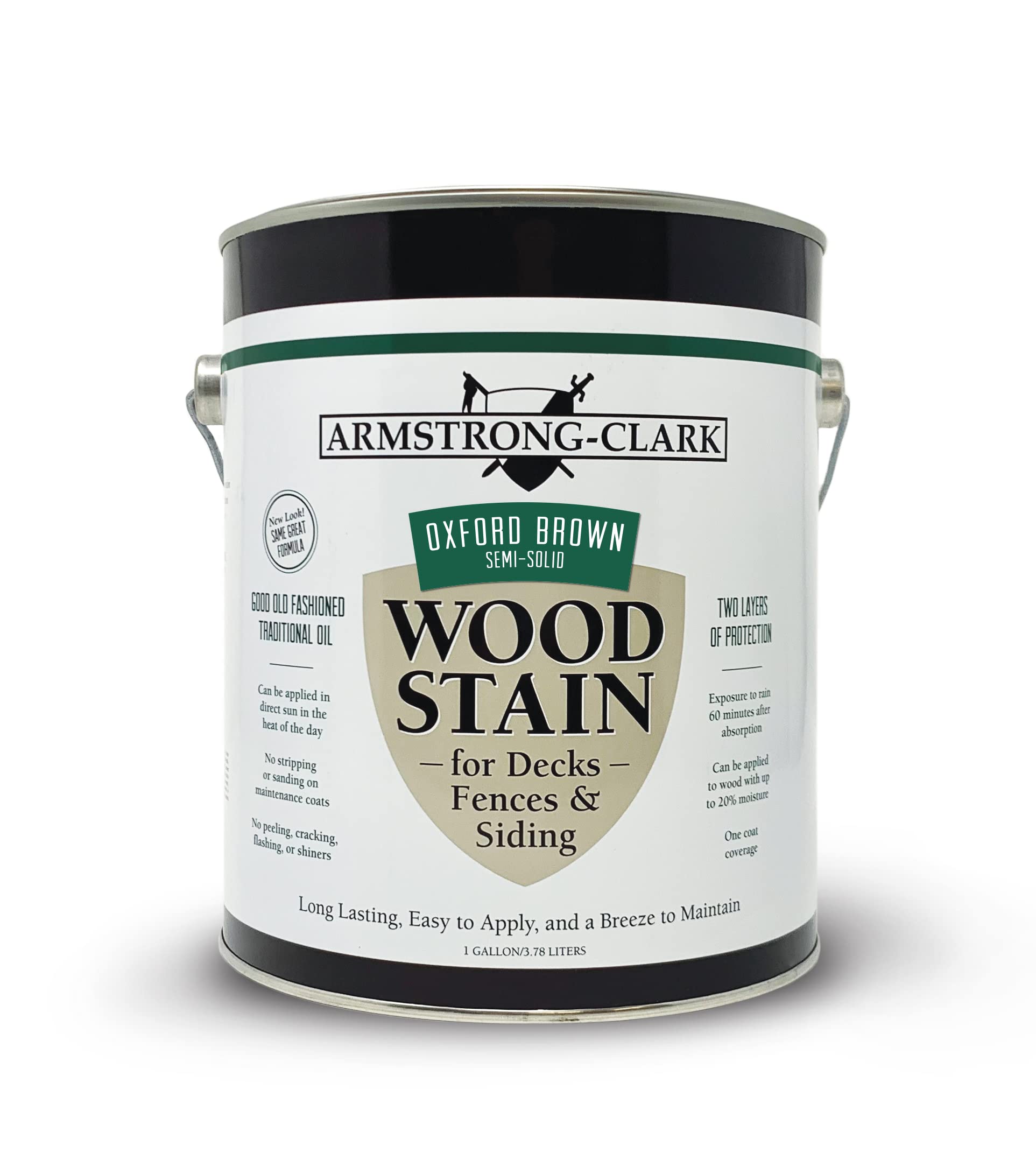 Armstrong Clark Premium Deck & Wood Stain - 1 Gallon, Oxford Brown Semi-Solid - Protect & Beautify Outdoor Decks, Fences & Wood Furniture