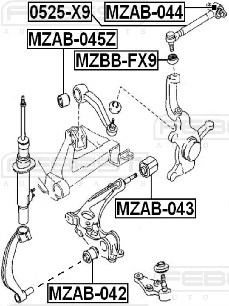 Mazda Front Lower Control Arm Bushing - Replacement Suspension Part for Smooth Ride & Handling - Compatible with Mazda 3, Mazda 6, CX-5, CX-9 - Perfect for DIY Auto Repair & Suspension Maintenance