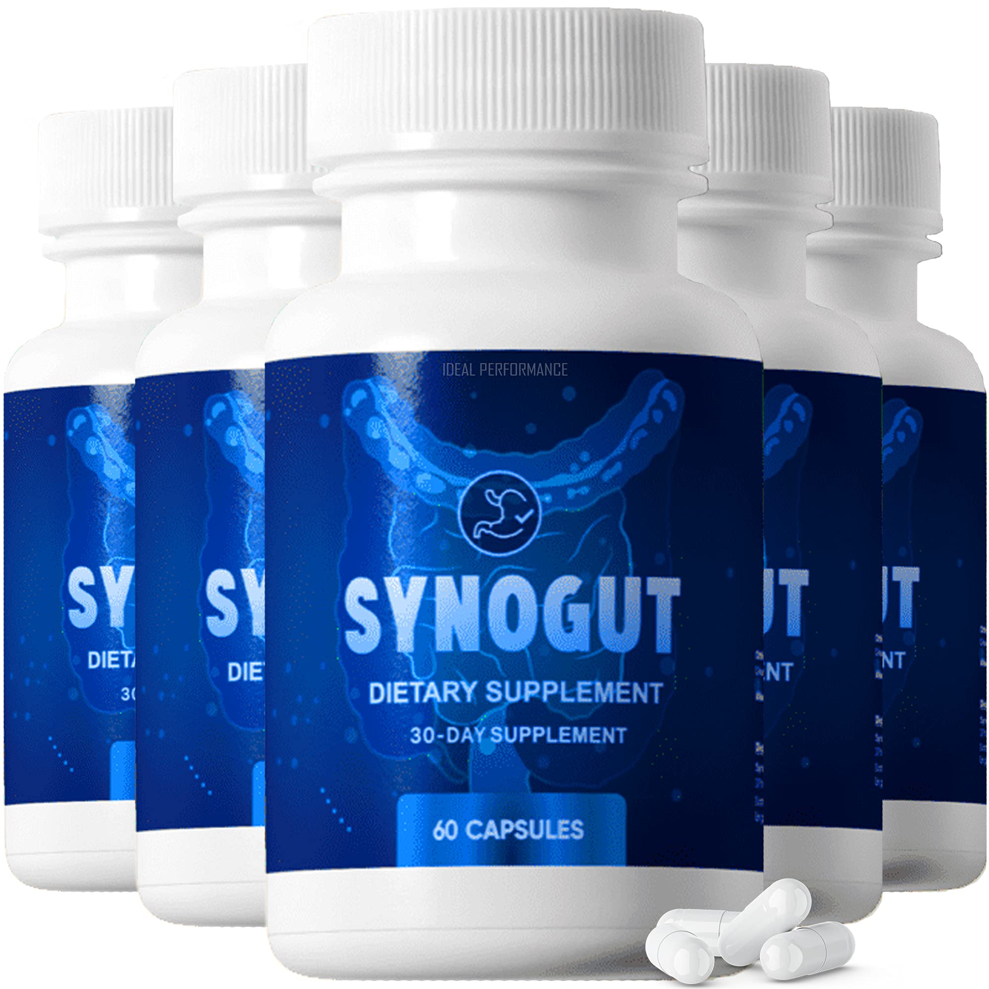 IDEAL PERFORMANCE Synogut Pills - Premium Digestive Support Supplement for Gut Health & Microbiome Balance (5 Bottles) - Supports Digestion, Bloating Relief & Immune System | Ideal for Travelers, Busy Professionals & Health-Conscious Individuals
