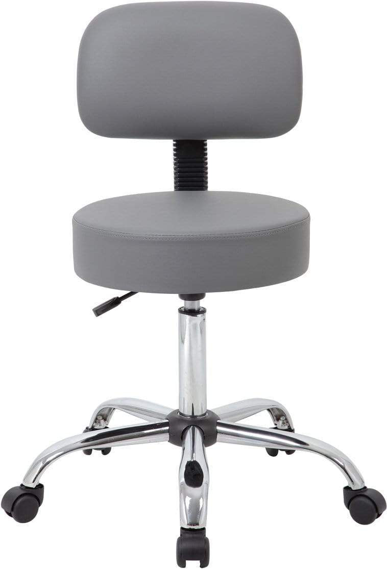 Boss Caressoft Medical Stool with Back Cushion [B245 BG] - Ergonomic Adjustable Doctor Stool for Clinic, Office & Home Use