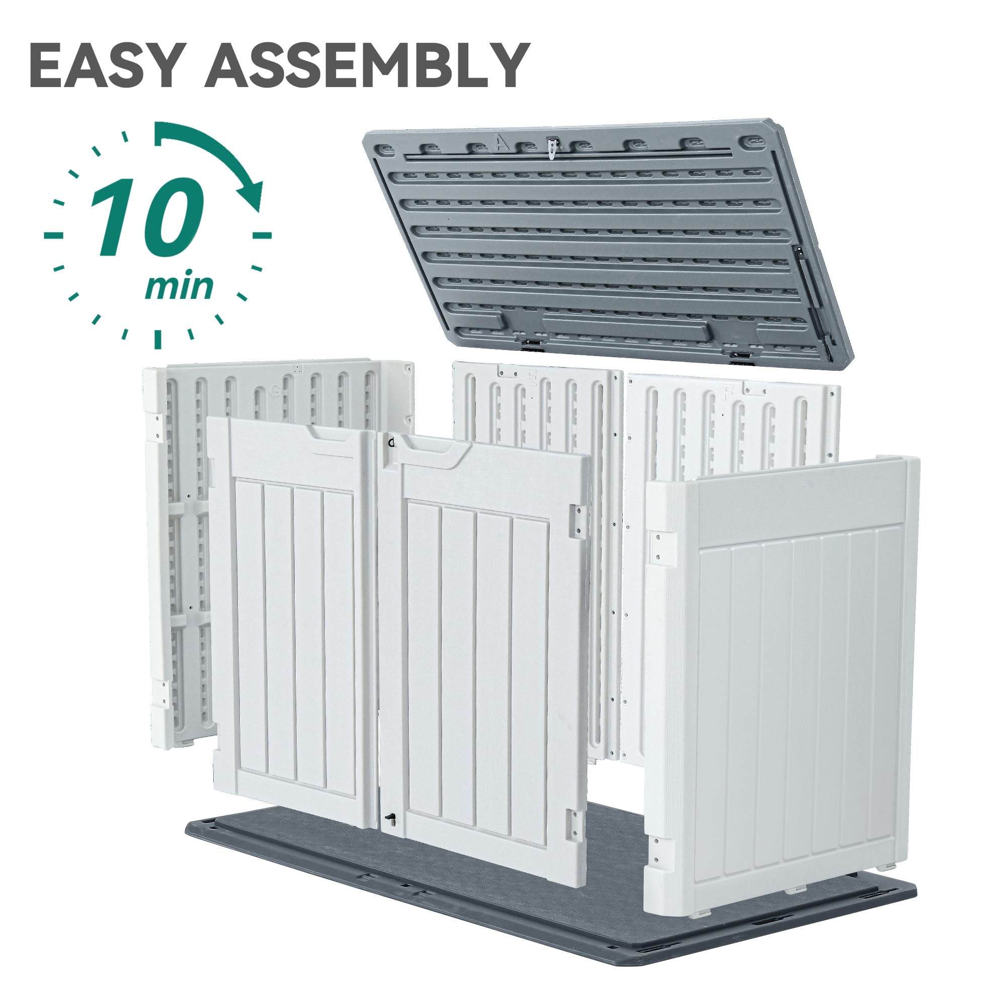 YITAHOME 47 cu ft Large Outdoor Horizontal Storage Shed - Waterproof Resin Tool Shed with Lockable Doors for Garden Tools, Lawn Mower, Trash Cans - 4.5x2.8x3.9 ft Light Gray - Perfect for Backyard, Garage & Patio Organization