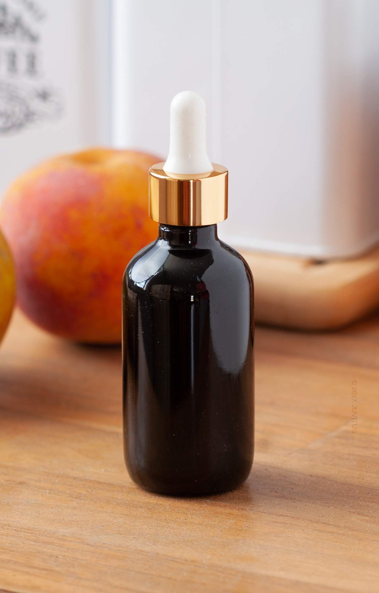 Premium 2 oz Black Glass Boston Round Bottles with Gold Dropper - 12 Pack Luxury Essential Oil Bottles Set + Bonus Funnel - Perfect for DIY Skincare, Aromatherapy & Travel Toiletry Storage