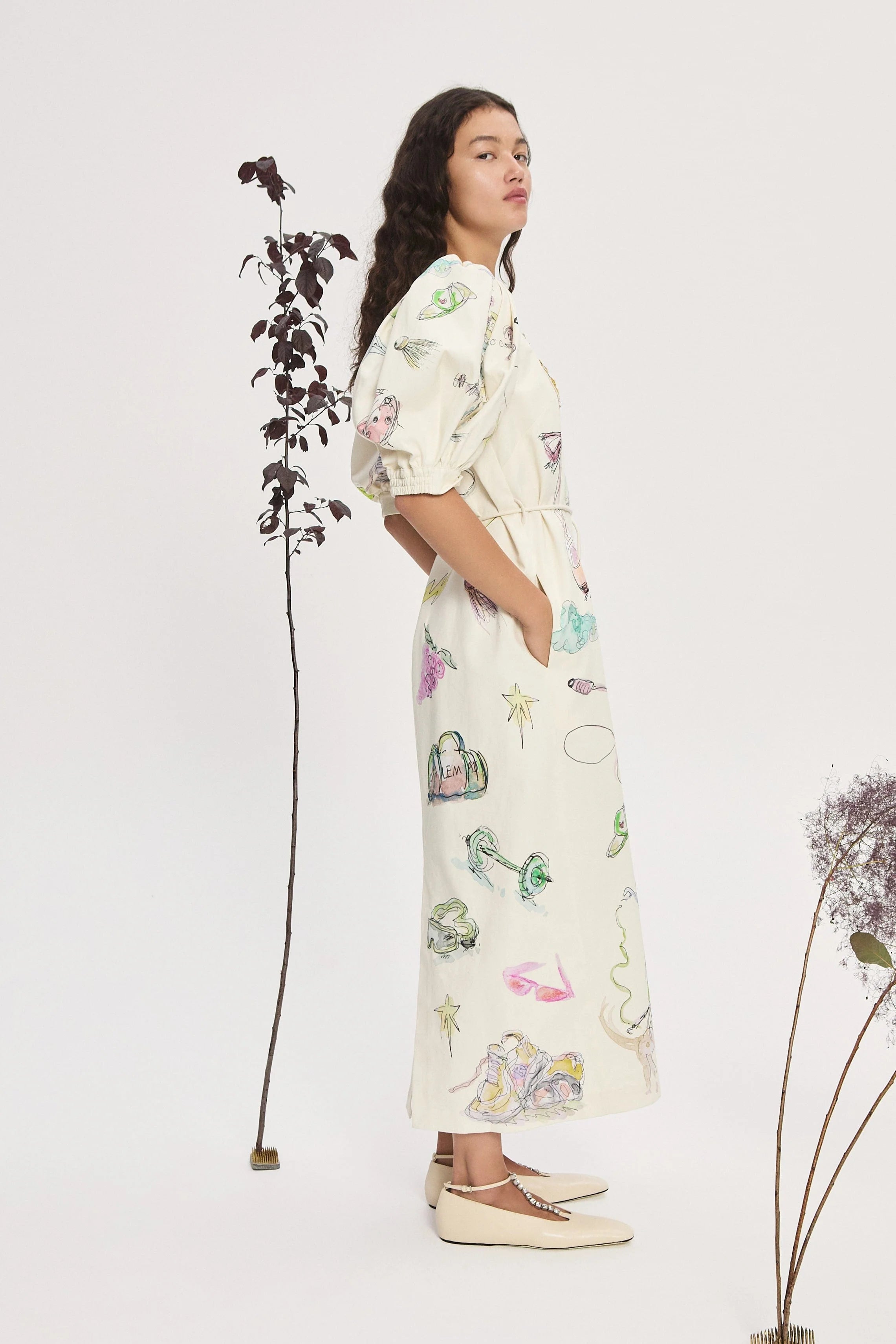 Elegant Court Midi Dress for Women - Flowy A-Line Summer Dress with Pockets - Perfect for Weddings, Parties & Office Wear
