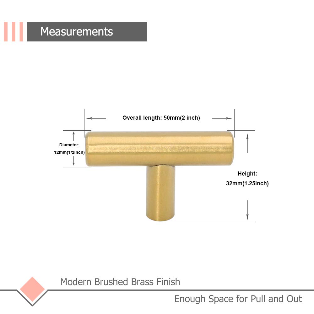 LONTAN 12 Pack Brushed Gold Cabinet Knobs - Modern Stainless Steel Kitchen & Bathroom Hardware - Dresser Drawer Handles for Home & Office Furniture (Perfect for Cabinets, Wardrobes, Dressers & Storage Units)