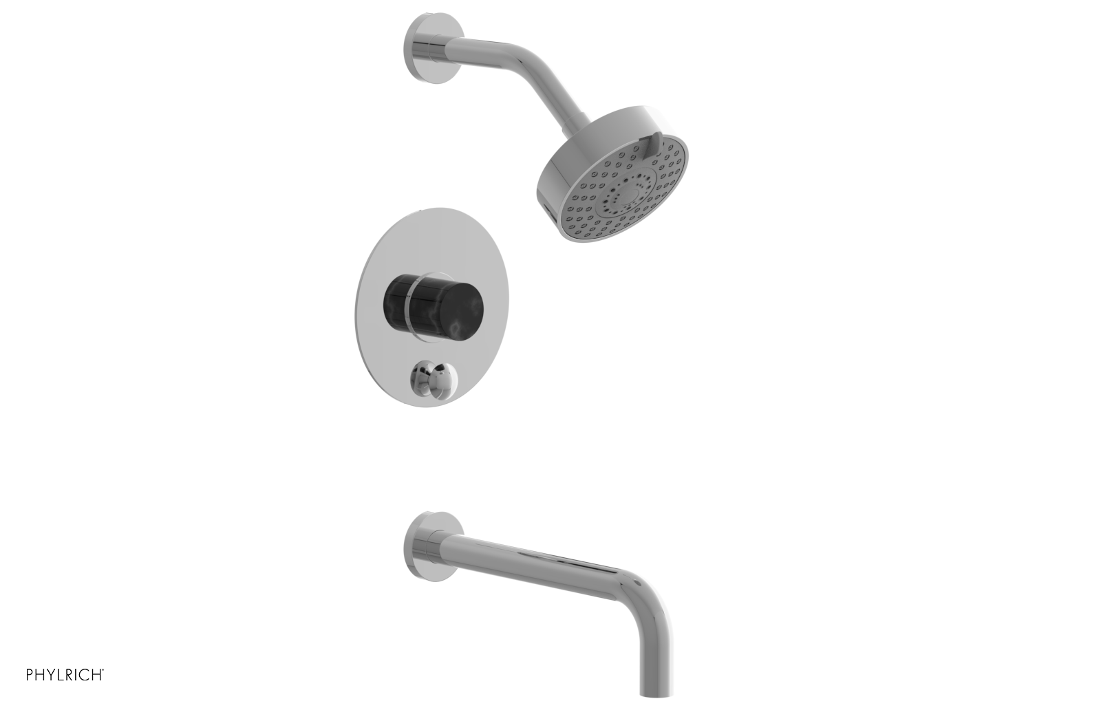 BASIC II 10 Pressure Balance Tub and Shower Set - Black Marble Finish, 230 28 10, Water-Saving & Anti-Scald Design for Modern Bathrooms
