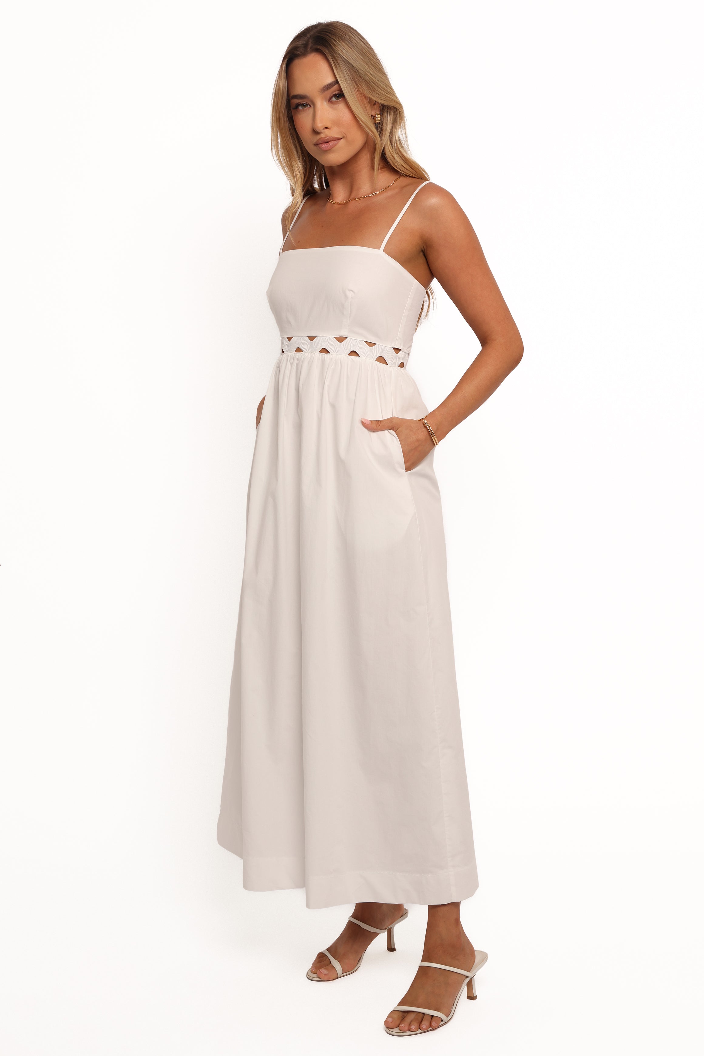 Angelus Midi Dress for Women - Elegant White Summer Dress for Casual & Party Wear | Perfect for Beach, Wedding & Office Outfits