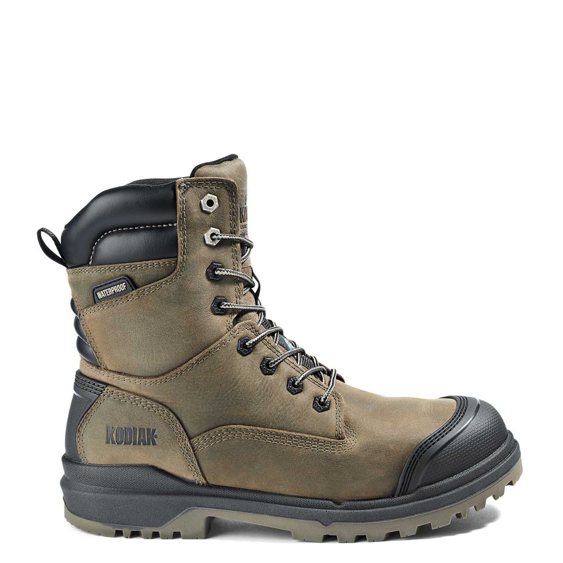 Kodiak Karluk Men's 8 Inch Waterproof Composite Toe Work Boots 8379FS - Brown Safety Shoes for Construction, Hiking & Outdoor Work