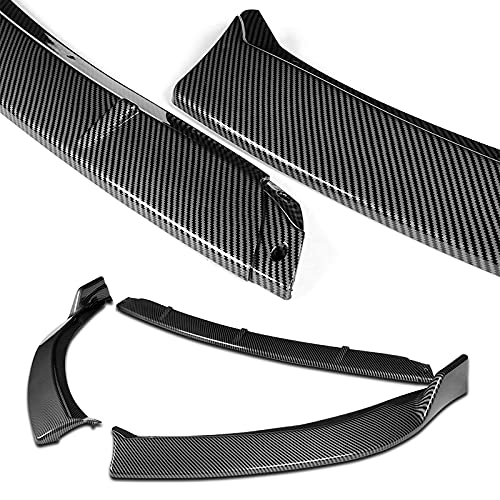 3PCS Front Bumper Body Kit Spoiler Lip + 6PCS Side Skirt Extensions Splitters Diffuser for 2014-2016 Toyota Corolla Base L/LE - Carbon Fiber Look (86
