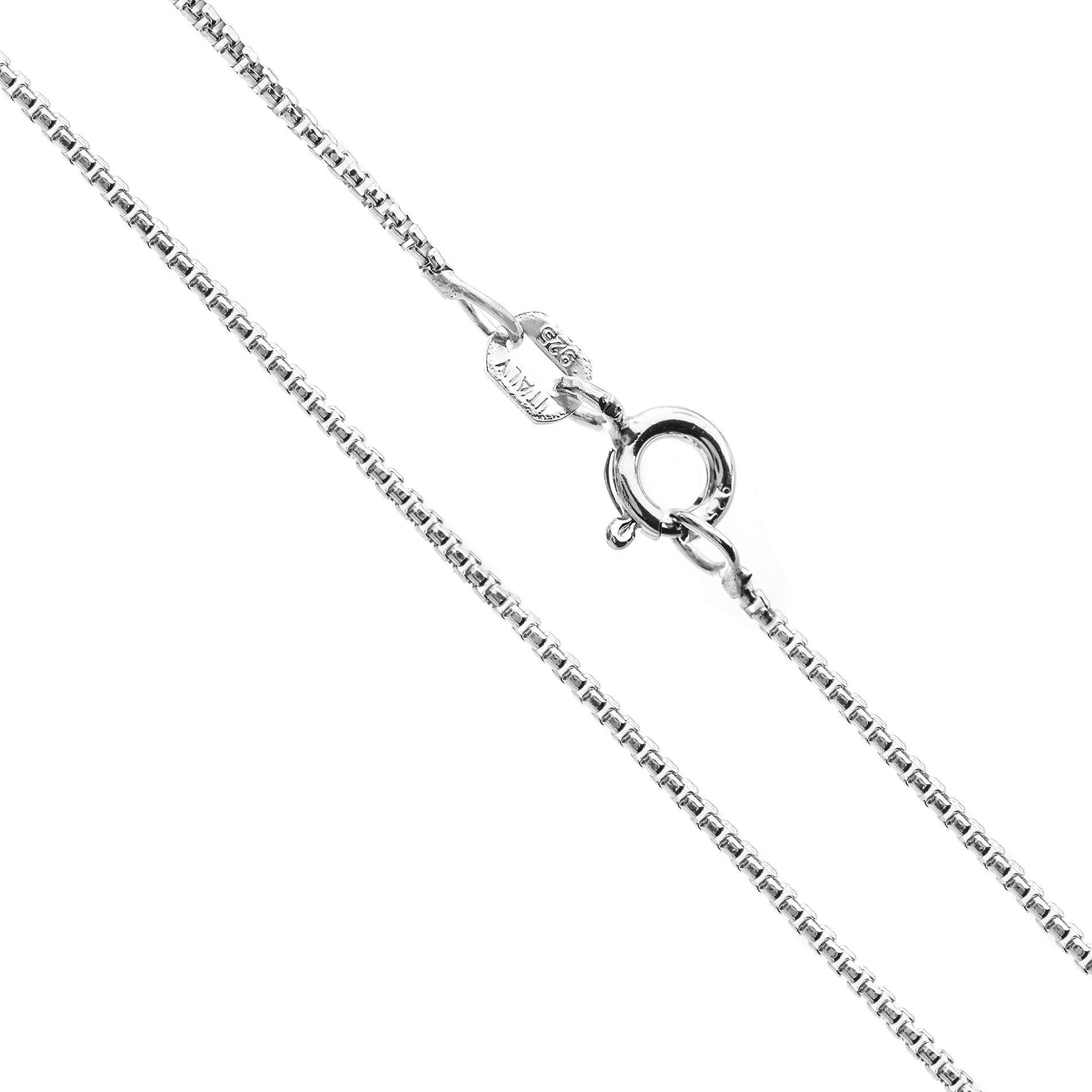 MIA SARINE 925 Sterling Silver Rhodium Plated Italian Box Chain Necklace for Women - Elegant Jewelry Gift for Birthday, Anniversary & Special Occasions