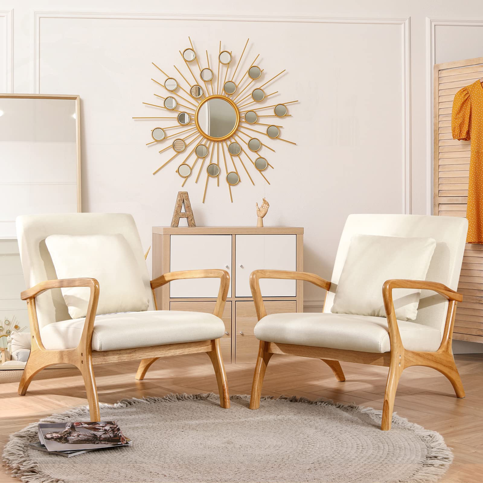 Mid-Century Modern Accent Chair with Cushion - 28.3
