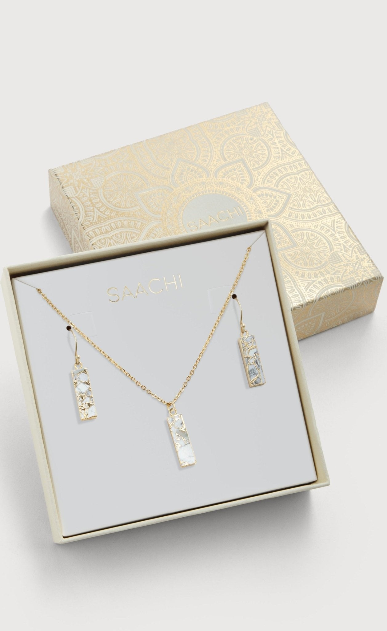 Mojave Rectangle Mini Earring and Necklace Set - Sterling Silver Boho Jewelry for Women - Perfect for Everyday Wear, Date Nights & Gifts