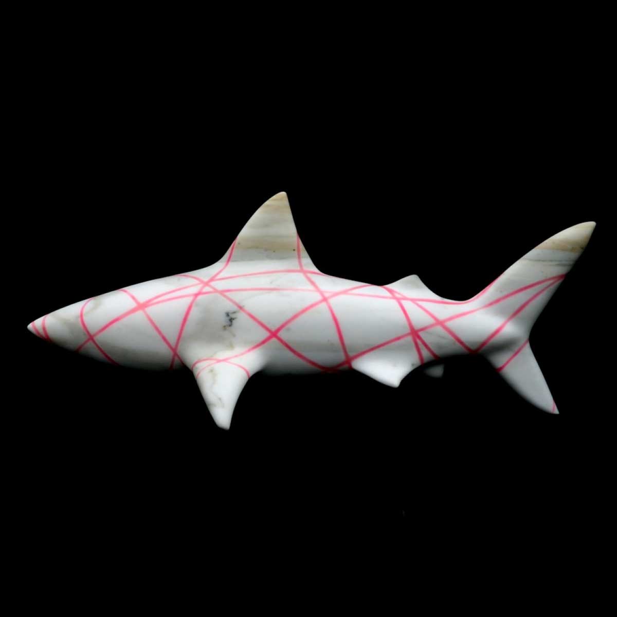 Calacatta Marble Shark Sculpture - Handcrafted Home Decor, Office Desk Art, Luxury Gift for Shark Lovers - Perfect for Coastal Decor, Modern Interior Design & Unique Gift Giving