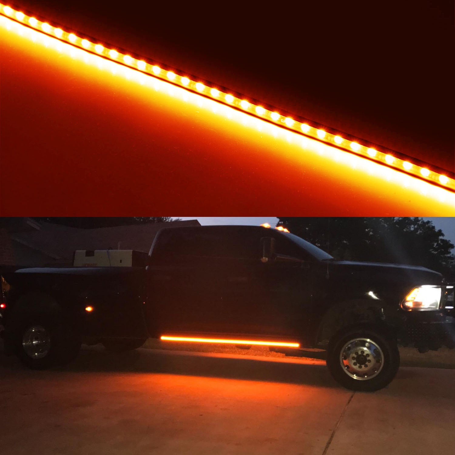 40 Amber 63 SMD Flexible LED Running Board Lights for Trucks & SUVs - Waterproof Step Lighting Kit for Off-Road, Night Driving & Vehicle Customization