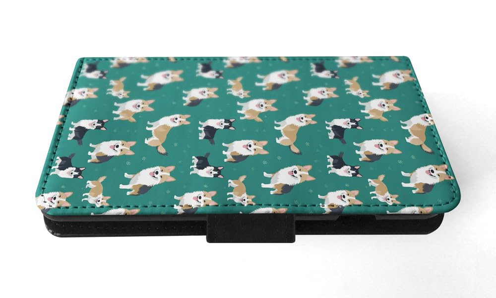 Swedish Vallhund Puppy Dog Pattern Faux Leather Flip Wallet Phone Case for Apple iPhone 15 - Cute Canine Design for Everyday Use & Travel Protection