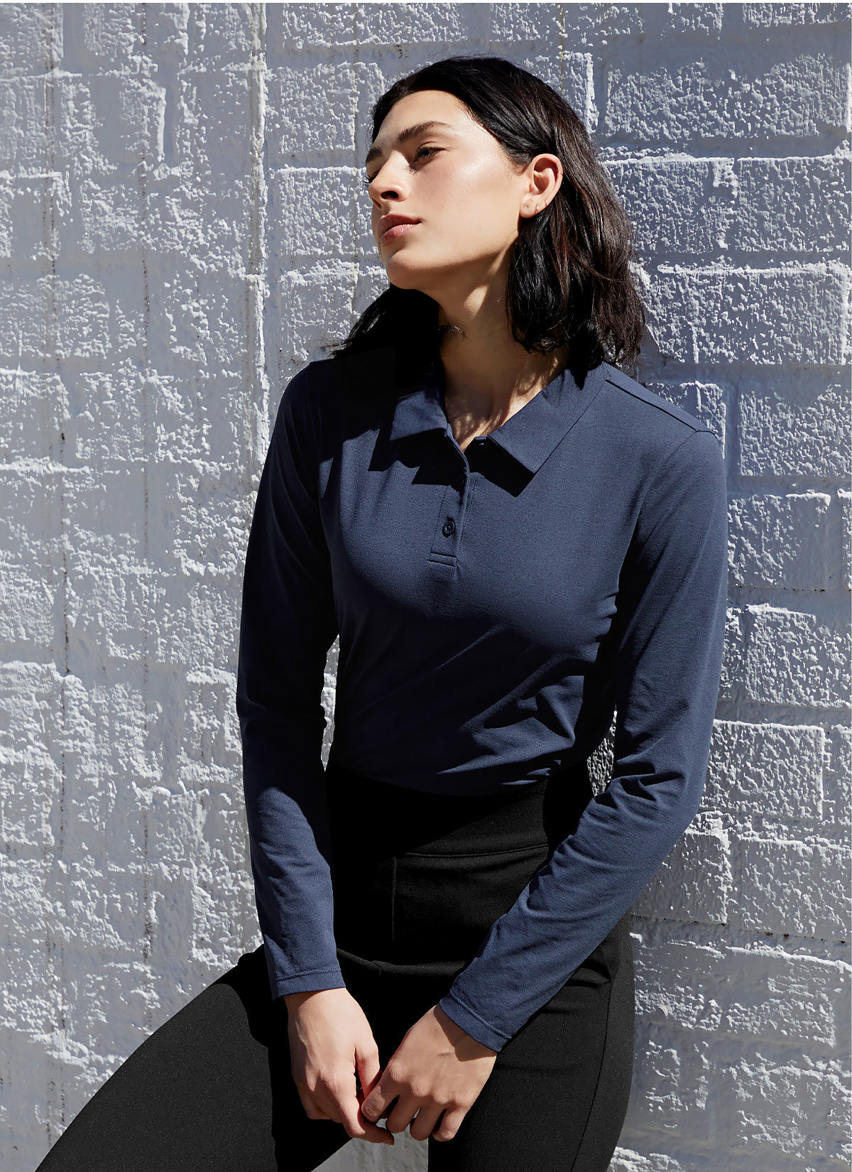 Eco Dex Women's Long Sleeve Polo Shirt - Breathable Moisture Wicking Performance Top for Golf, Tennis & Casual Wear