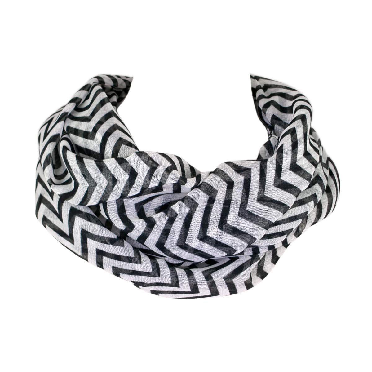 Soft Zig Zag Chevron Infinity Loop Fashion Scarf for Women - Lightweight Winter Accessory in Multiple Colors (Perfect for Office, Travel & Casual Outfits)