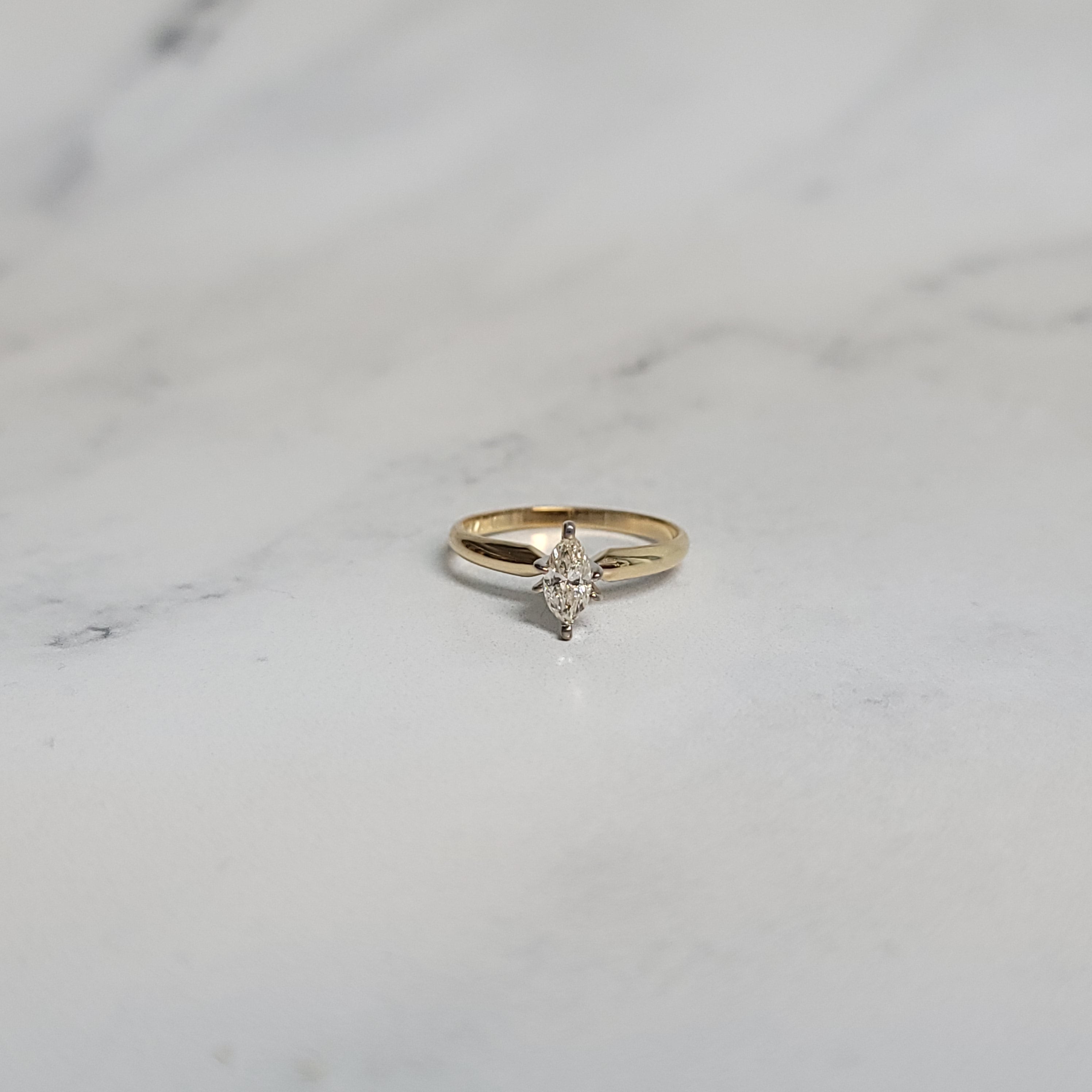 1/3 Carat Solitaire Marquise Diamond Engagement Ring - 14K White Gold Wedding Band for Women, Proposal Gift, Anniversary Jewelry - Perfect for Romantic Proposals, Weddings & Special Occasions