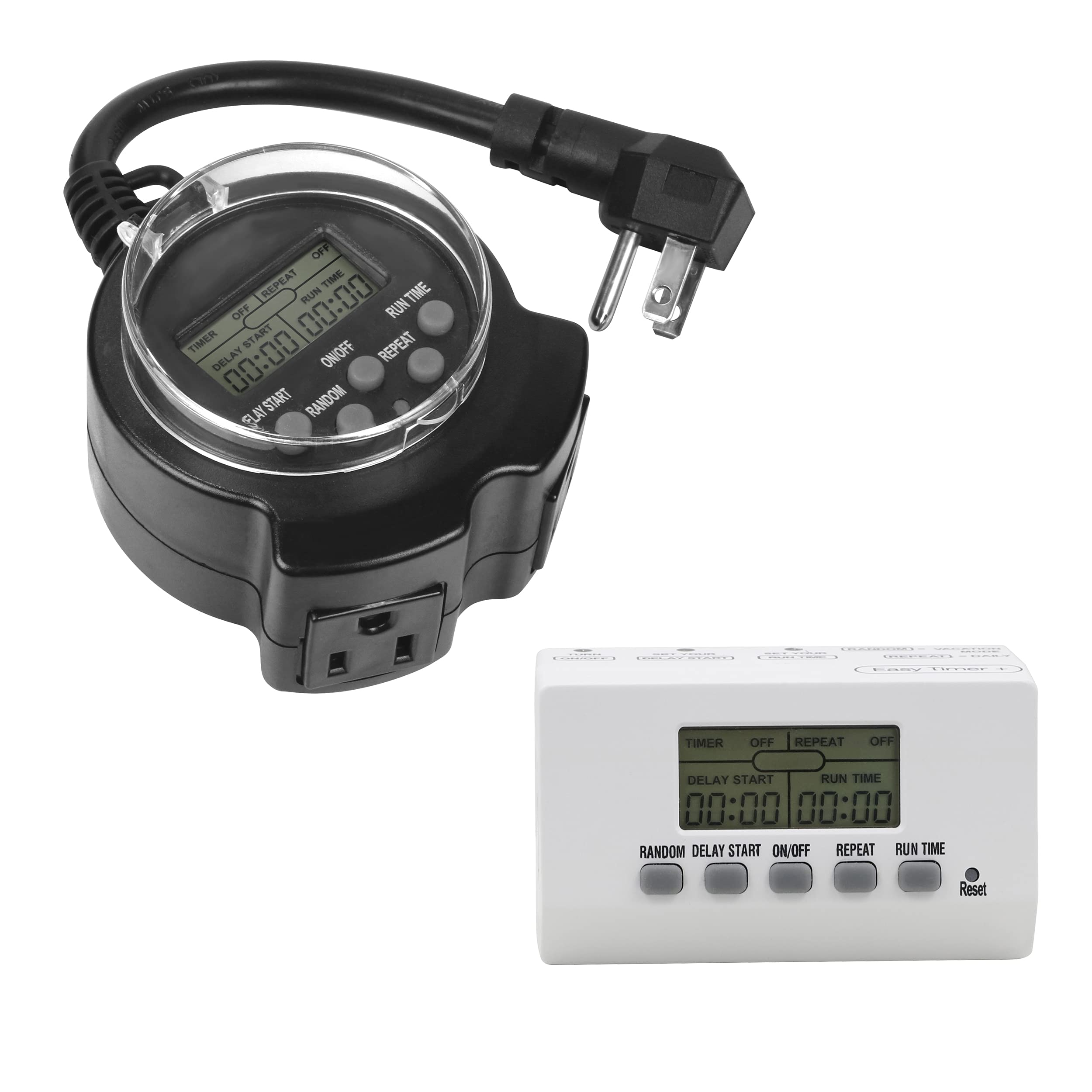 Clear Power CPCO95003 24-Hour Digital Timer with 2 Grounded Outlets - 6 Inch Cord, Outdoor Programmable Timer for Christmas Lights, Holiday Decorations & Home Appliances | Perfect for Seasonal Lighting, Yard Decor & Energy Savings