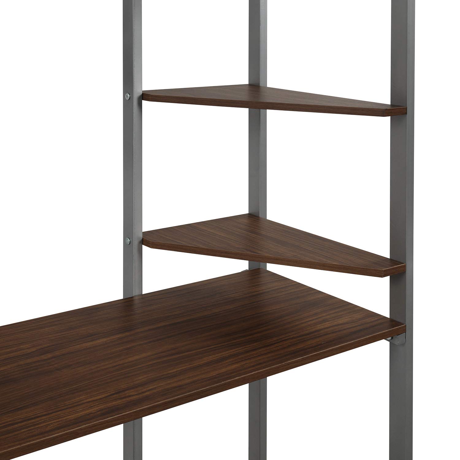 Twin Size Metal Loft Bed with Ladder & Built-in Desk - Sturdy Guardrail, Space Saving Design for Small Rooms - No Box Spring Required (Silver) | Perfect for Kids, Teens & College Dorm Rooms