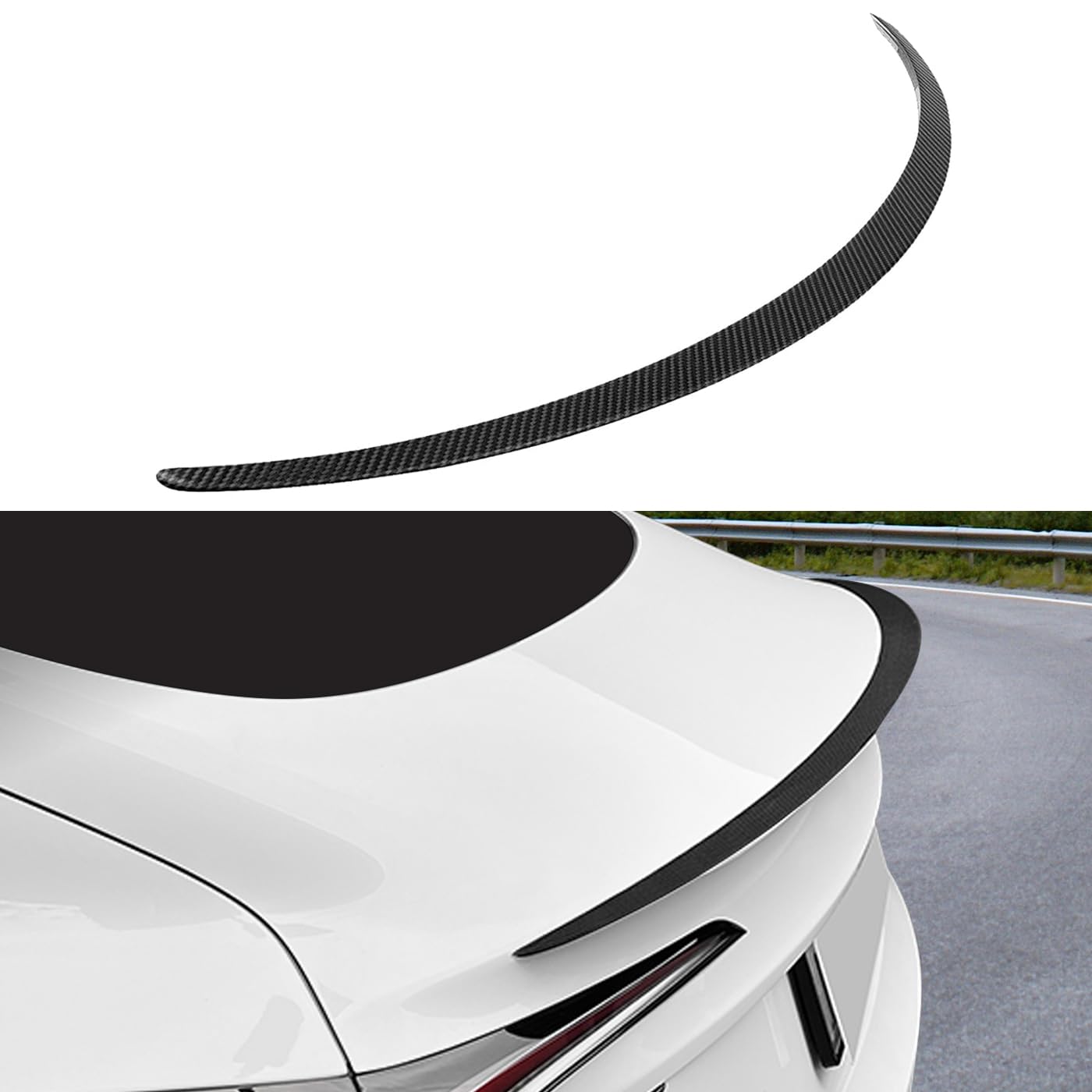 High-Performance Real Carbon Fiber Spoiler for Tesla Model 3 2024-2025 | Matte Finish | Model 3 Highland Trunk Lid Spoiler | Sporty Rear Spoiler Exterior Accessories | Enhances Aerodynamics & Style for Daily Driving & Car Shows